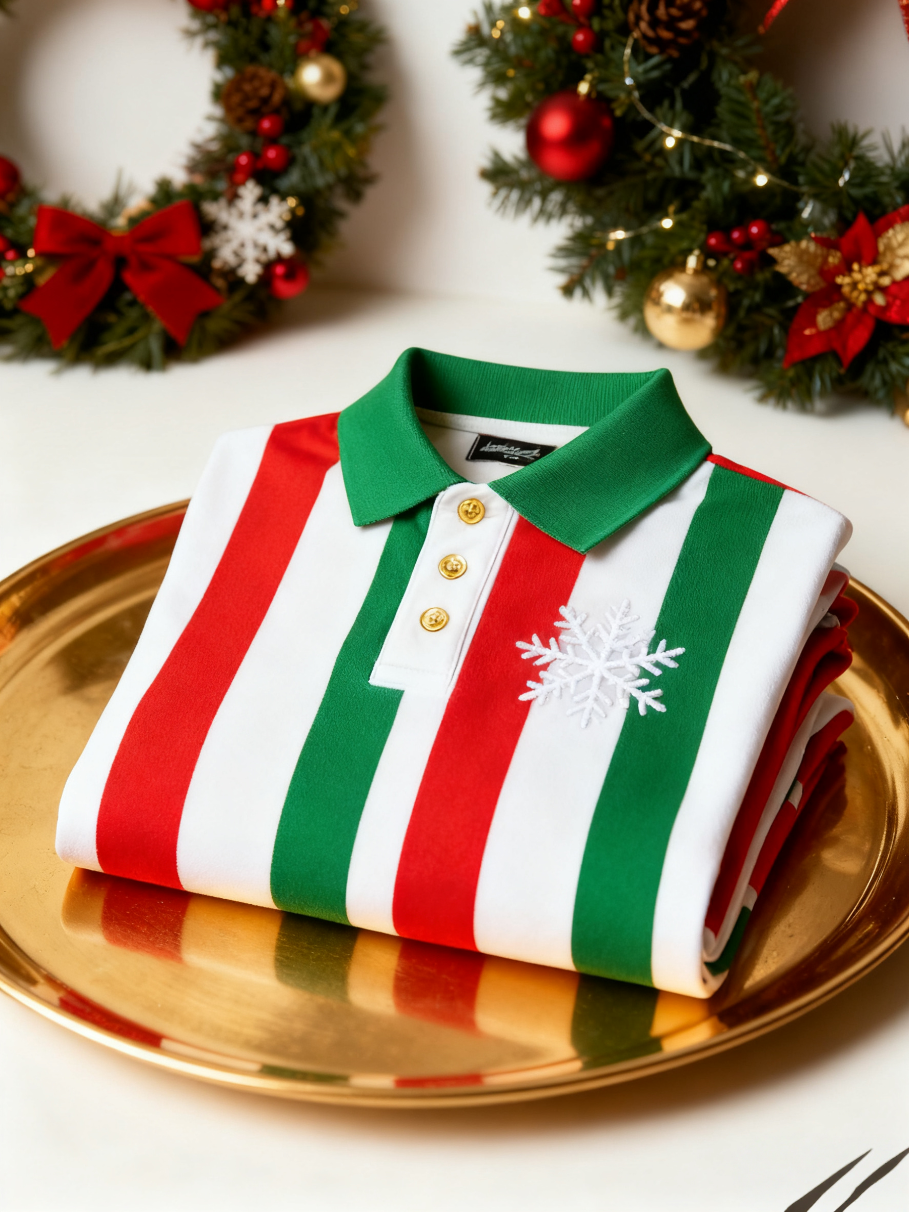 Men's Christmas Long Sleeve Polo Shirt