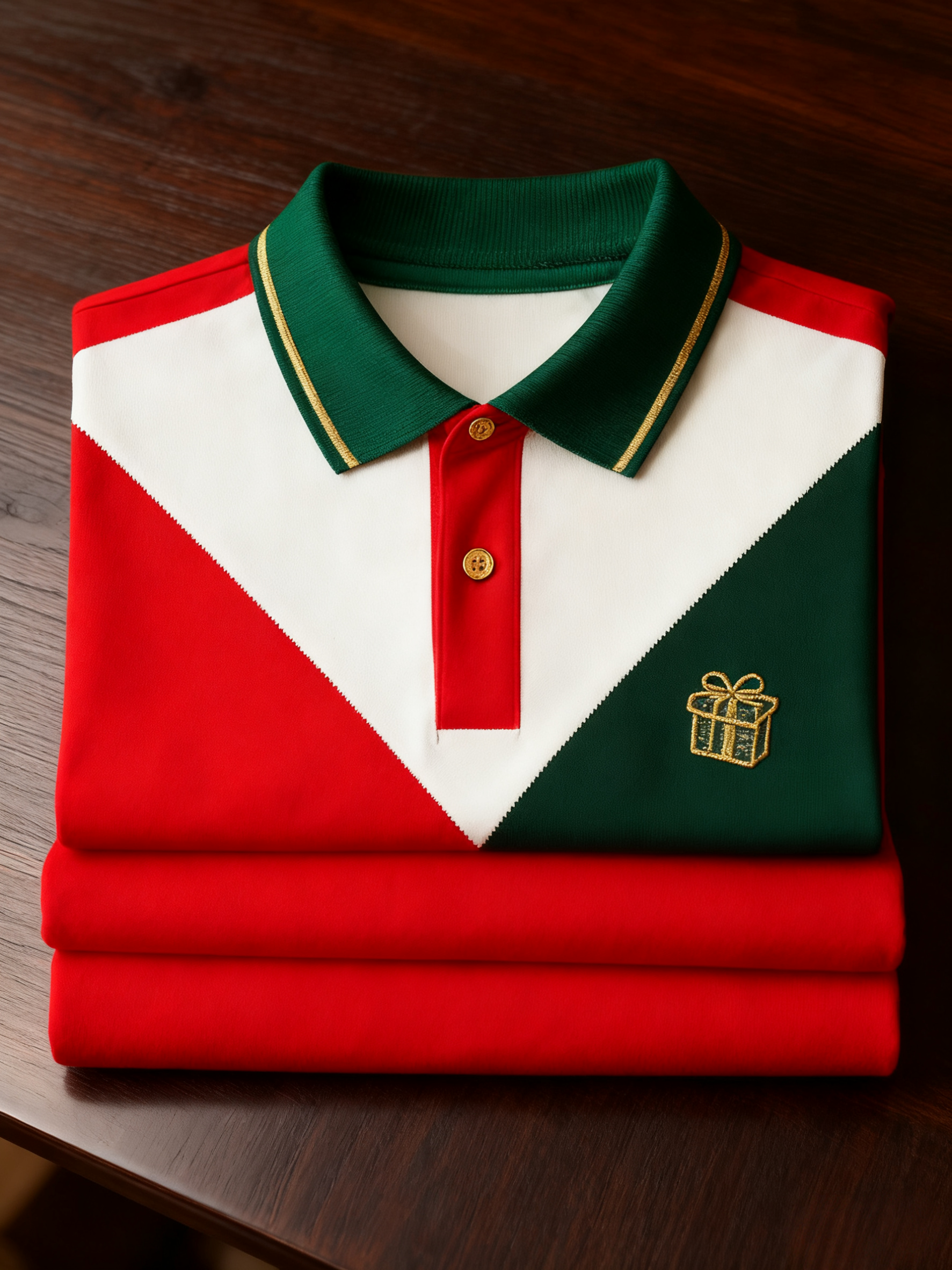 Men's Christmas Long Sleeve Polo Shirt