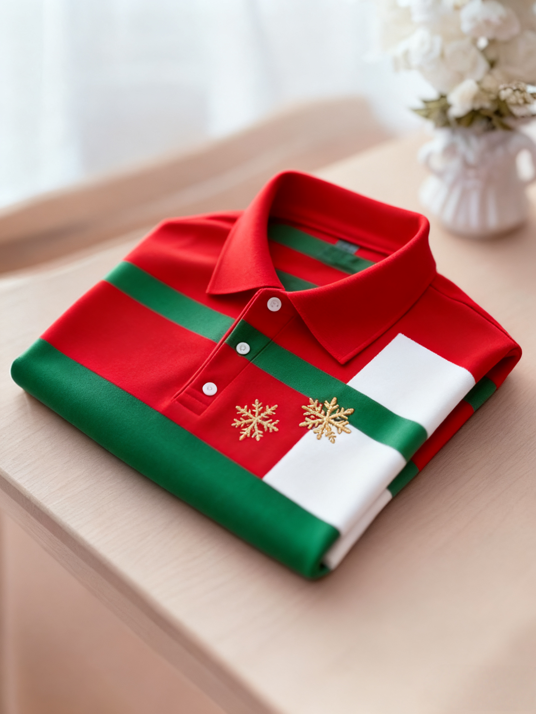 Men's Christmas Long Sleeve Polo Shirt
