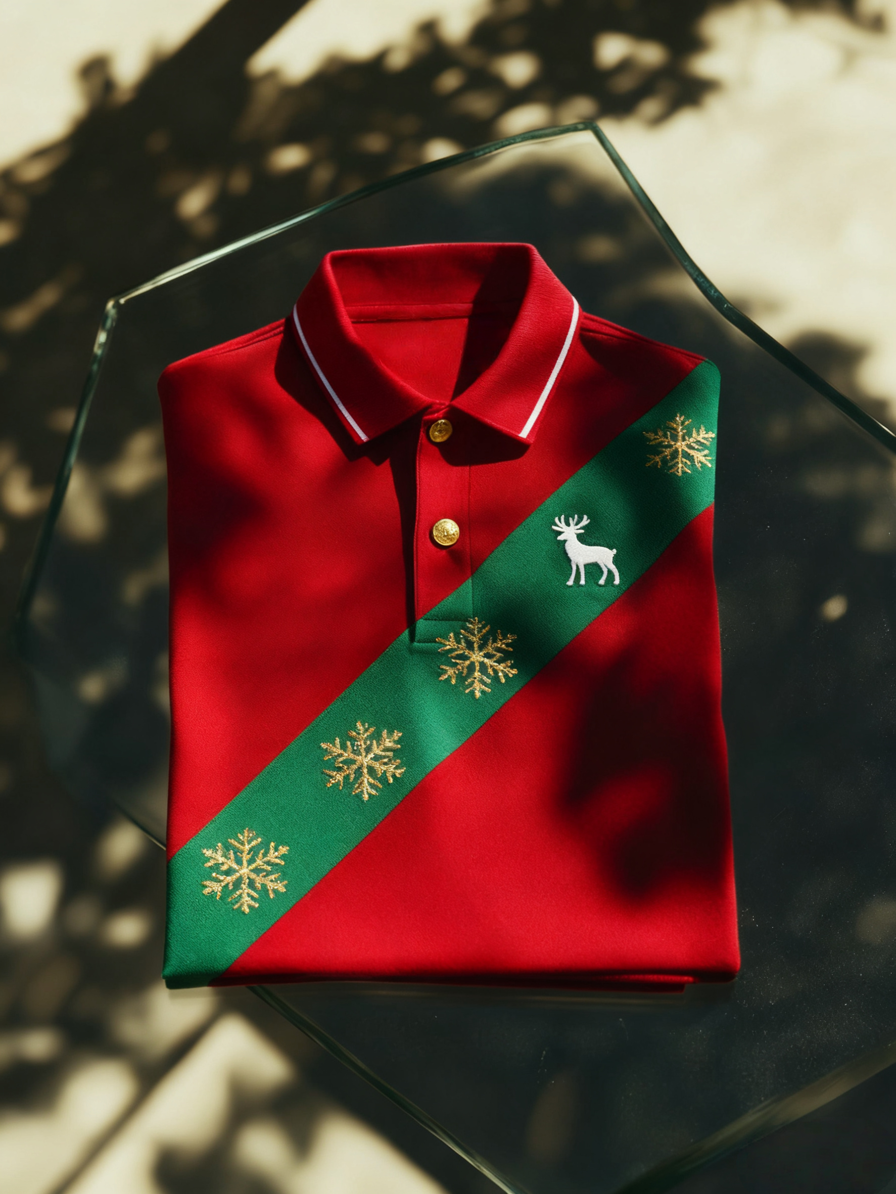 Men's Christmas Long Sleeve Polo Shirt