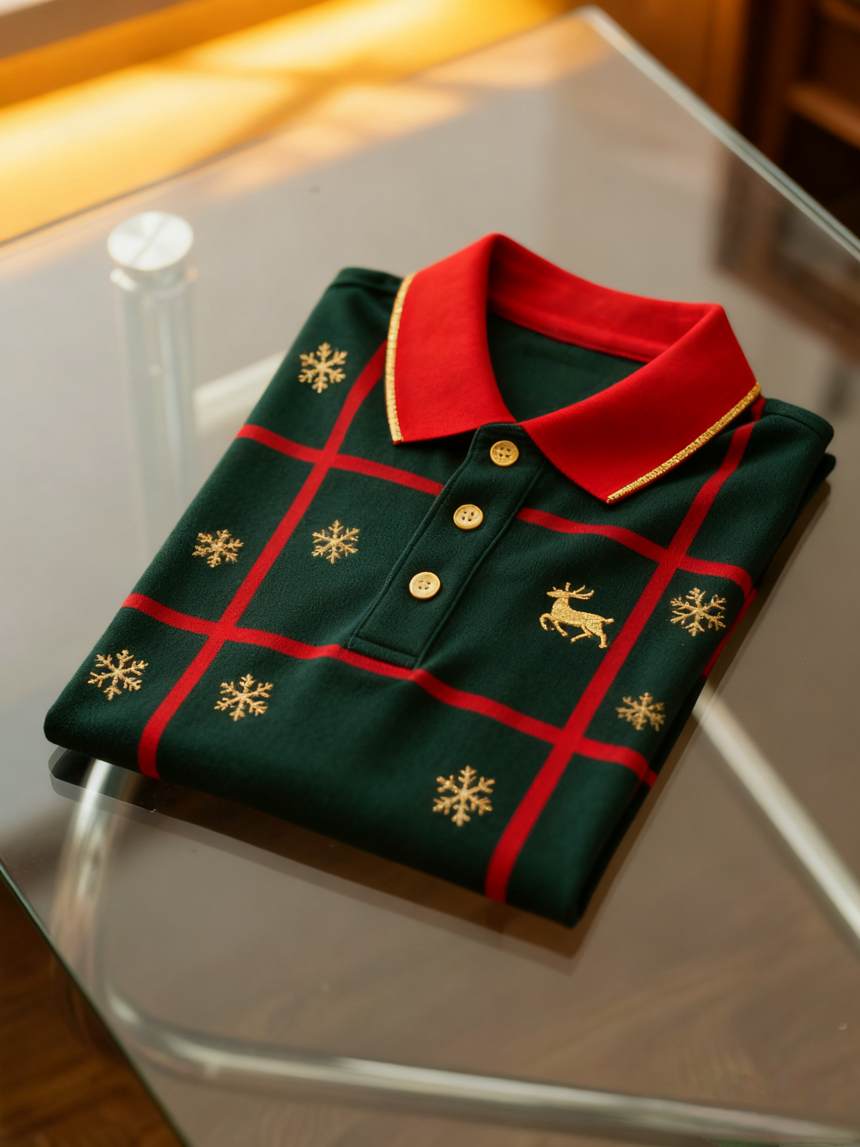 Men's Christmas Long Sleeve Polo Shirt