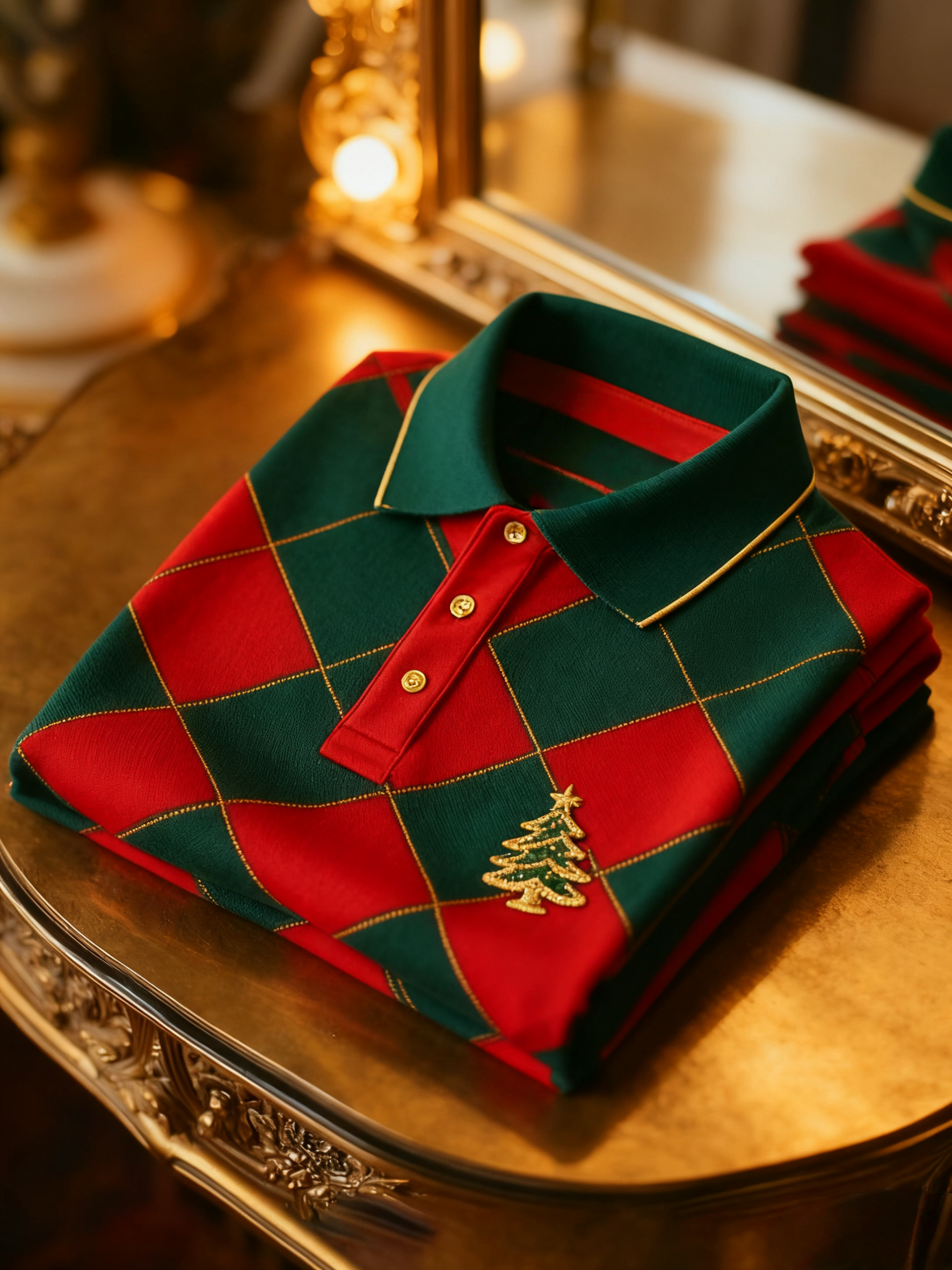 Men's Christmas Long Sleeve Polo Shirt