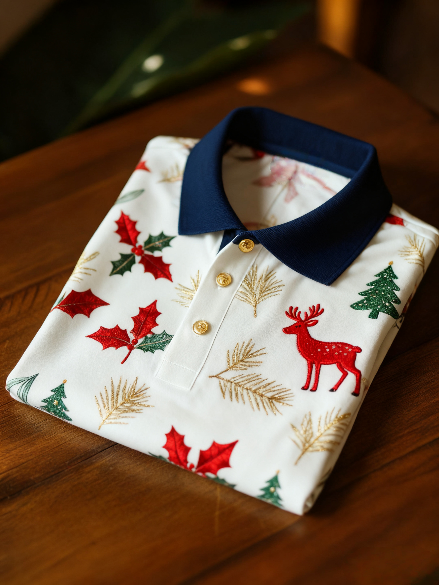 Men's Christmas Long Sleeve Polo Shirt