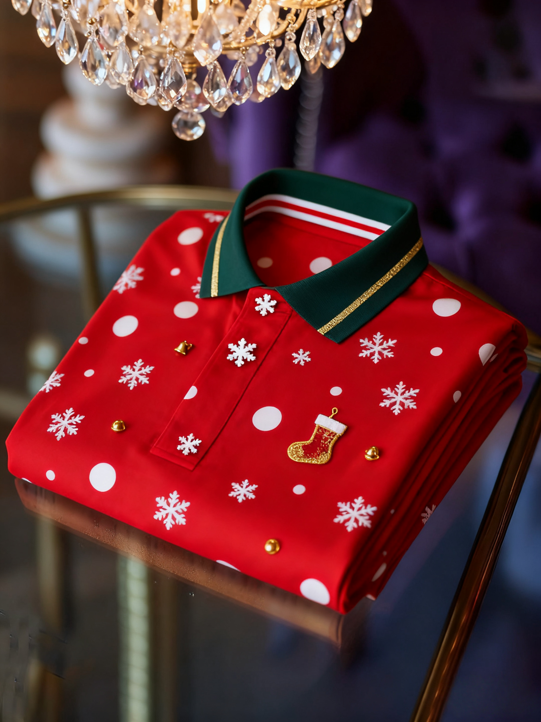 Men's Christmas Long Sleeve Polo Shirt