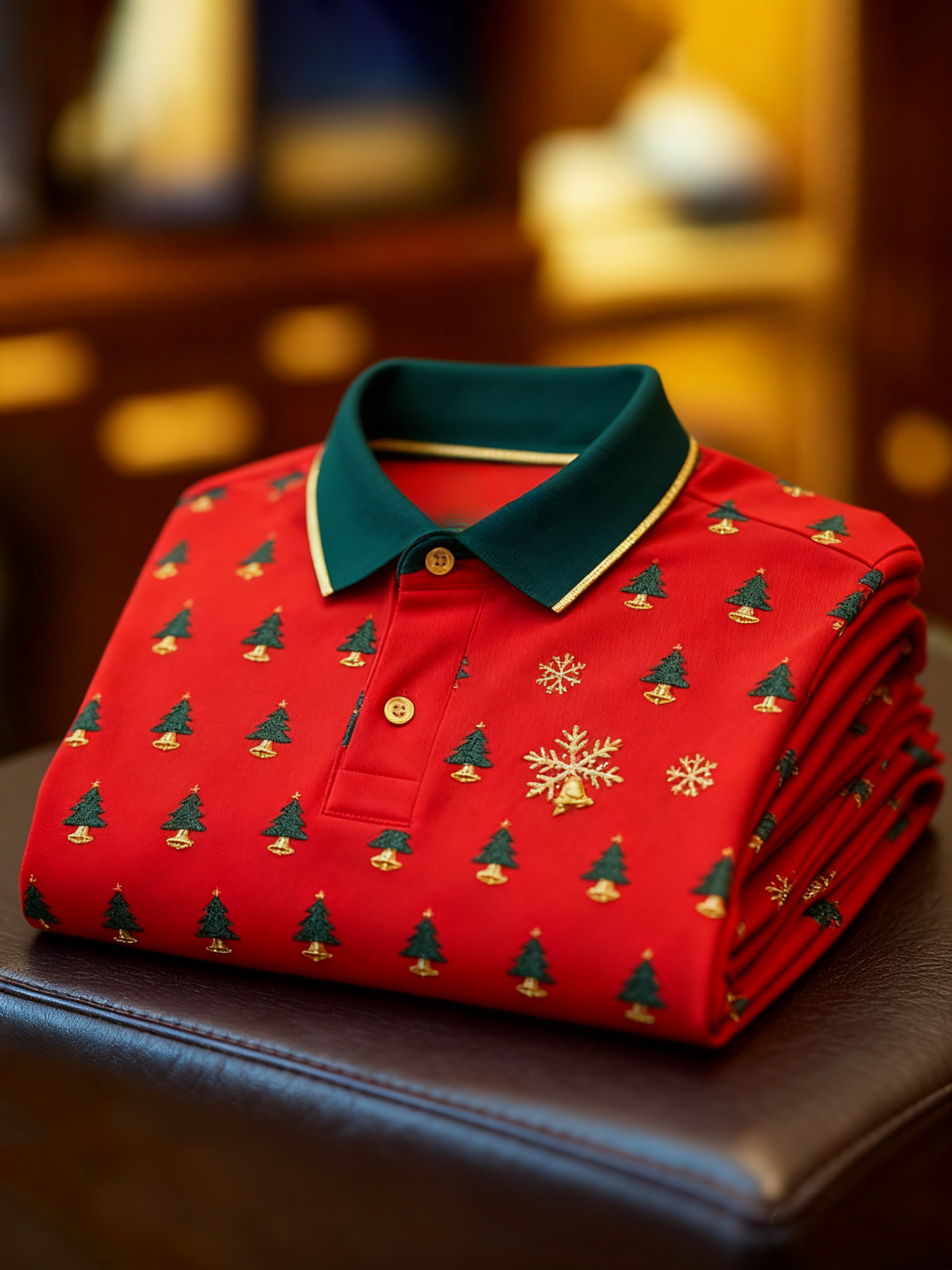 Men's Christmas Long Sleeve Polo Shirt