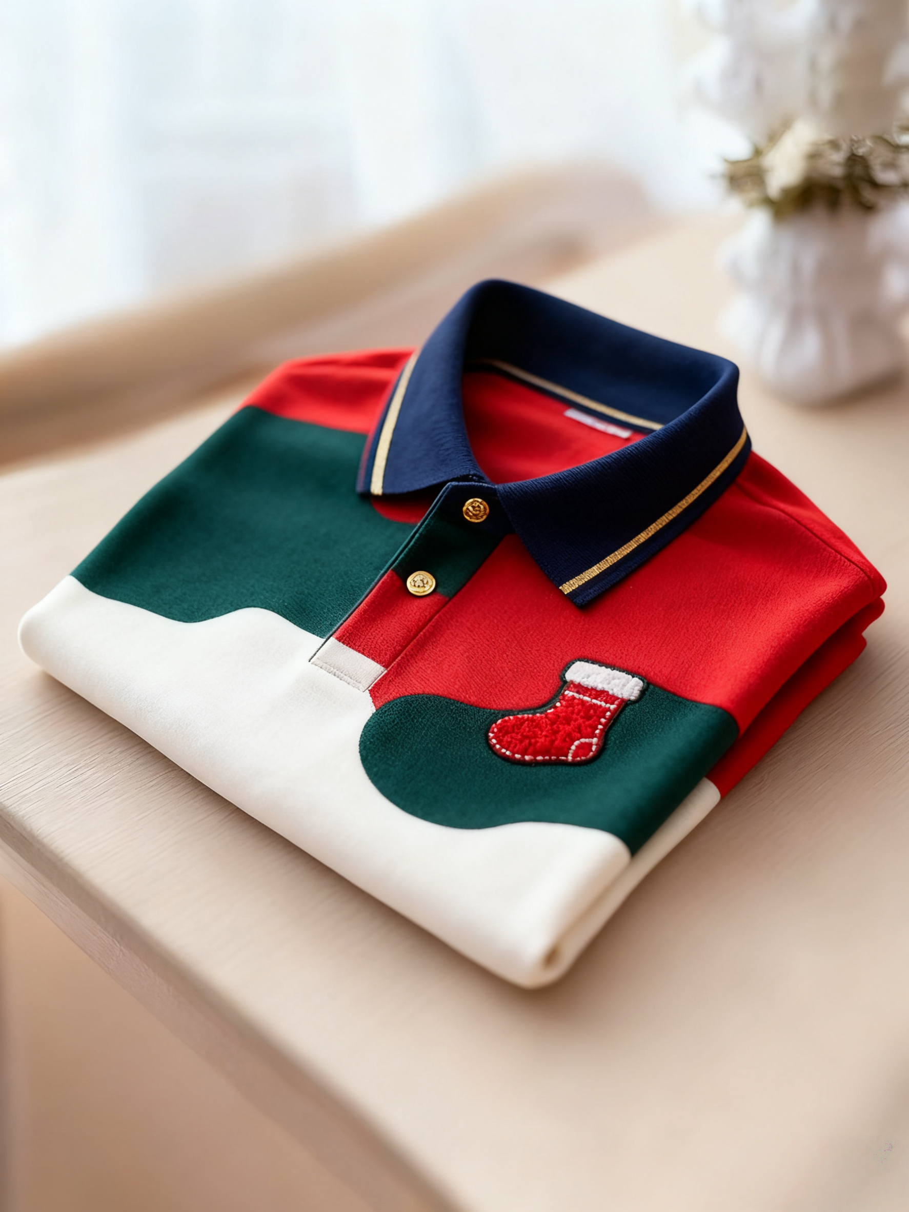 Men's Christmas Long Sleeve Polo Shirt