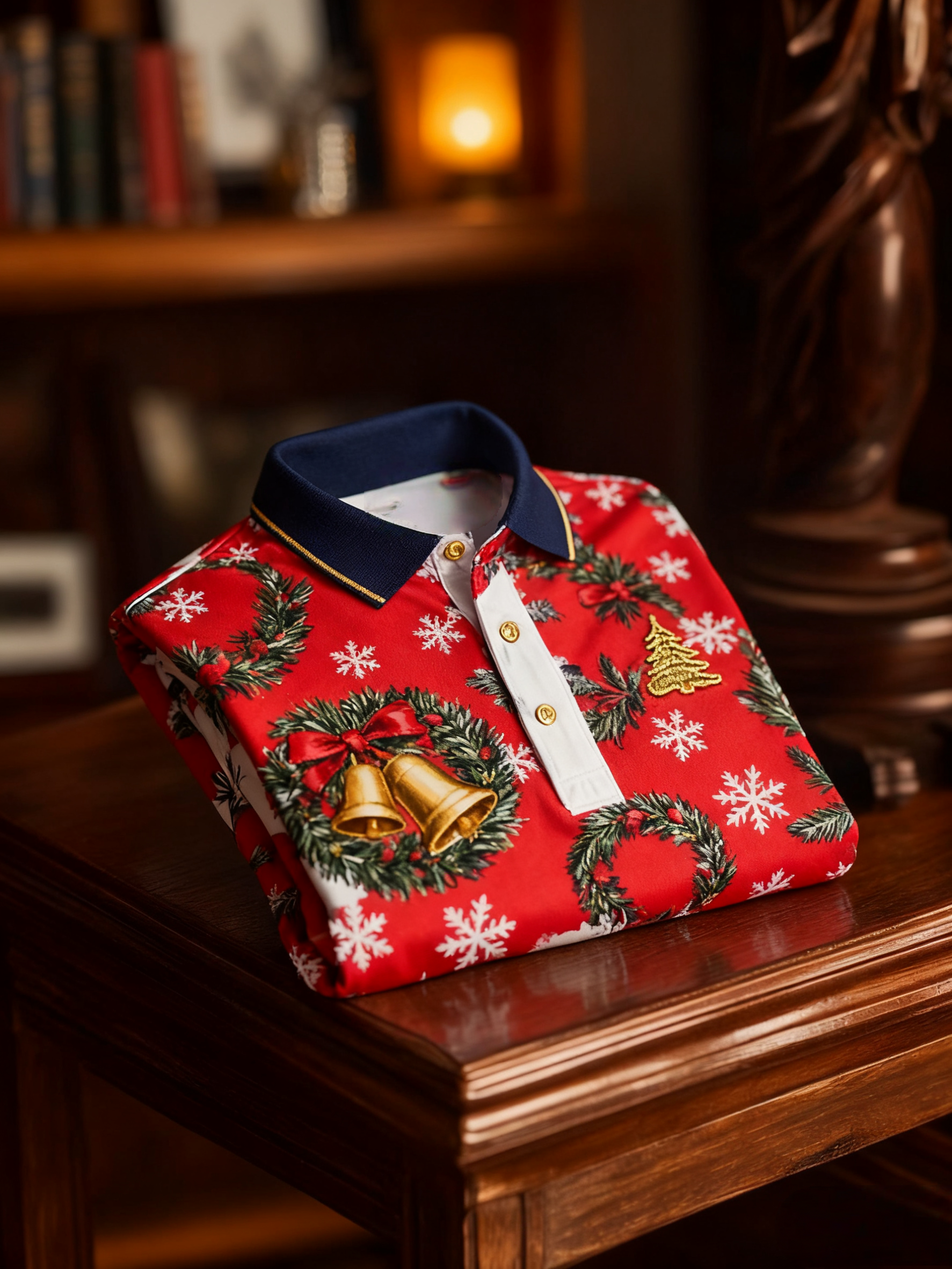 Men's Christmas Long Sleeve Polo Shirt