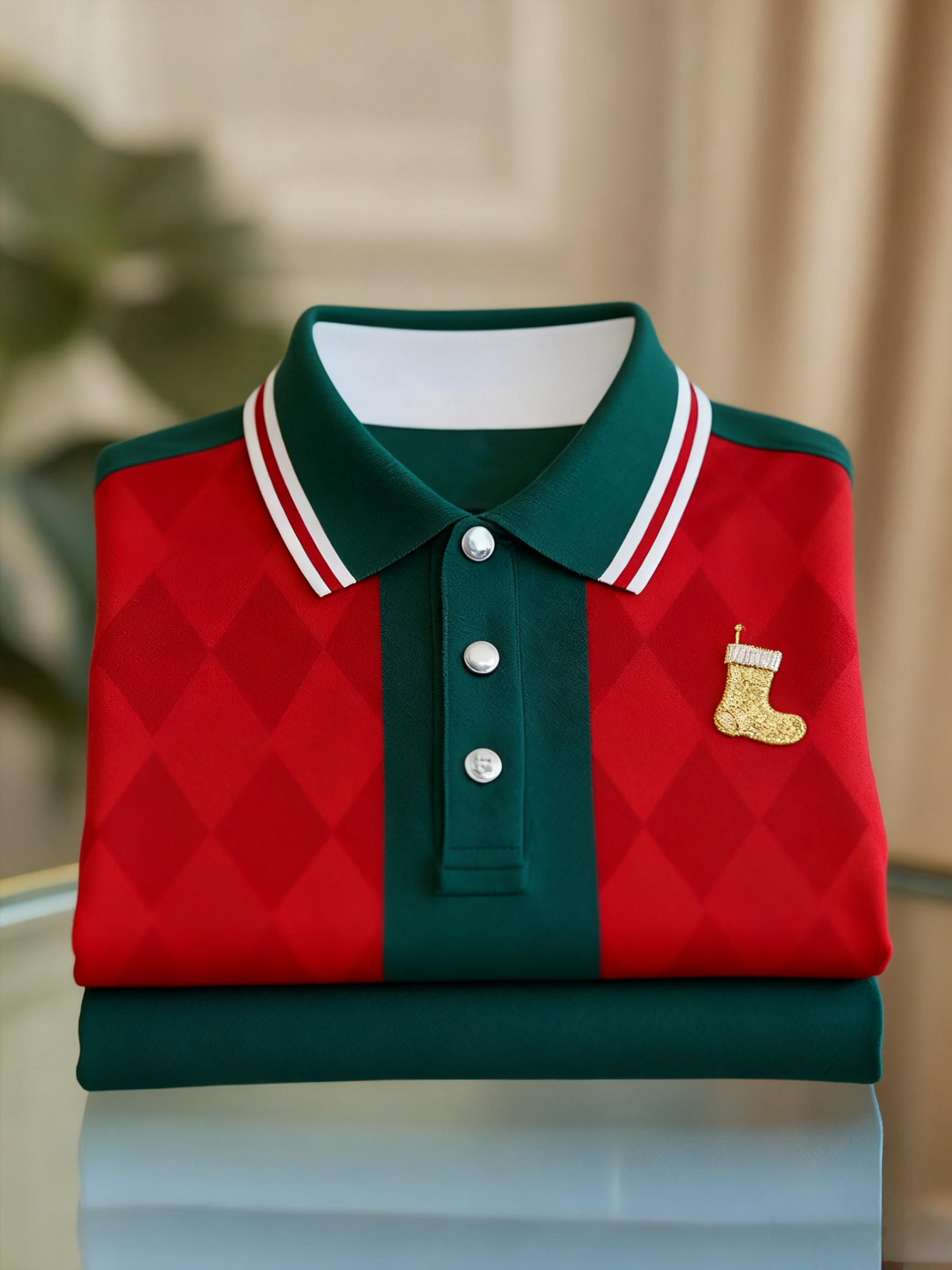 Men's Christmas Long Sleeve Polo Shirt