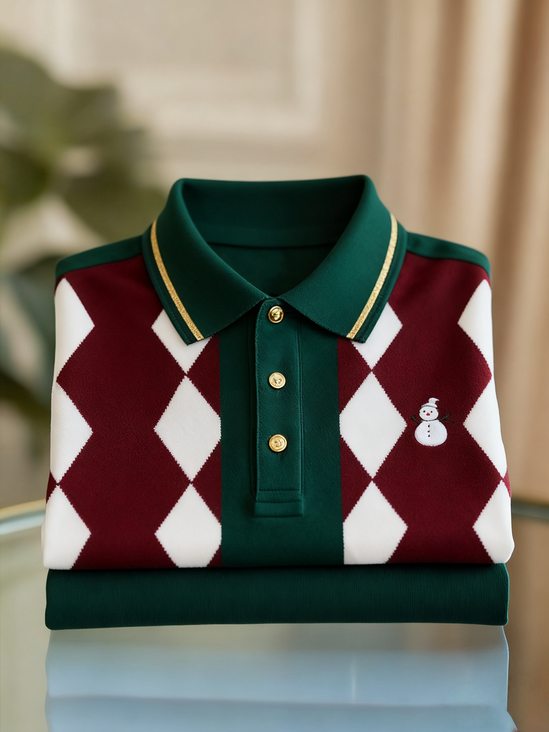 Men's Christmas Long Sleeve Polo Shirt