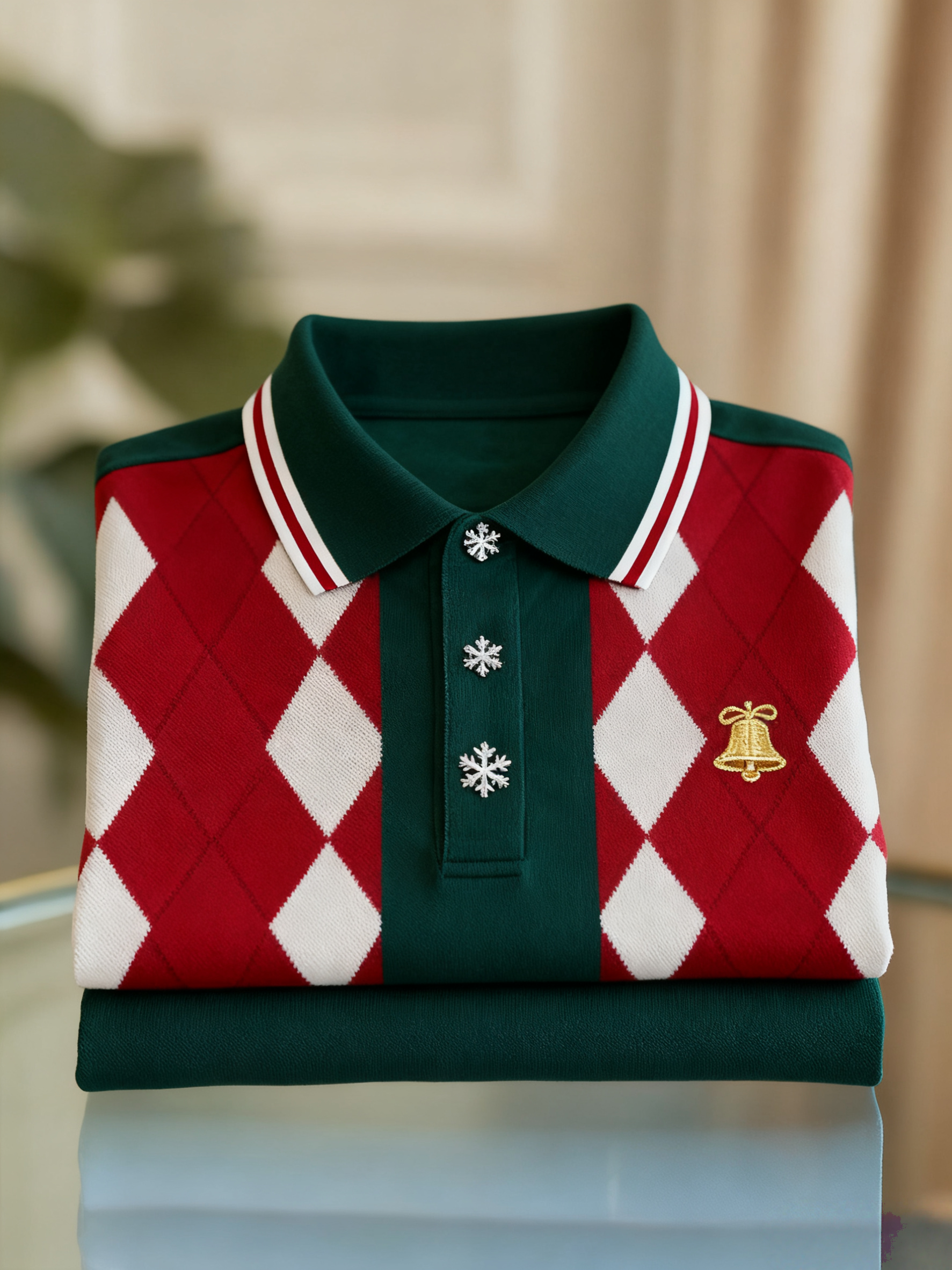 Men's Christmas Long Sleeve Polo Shirt