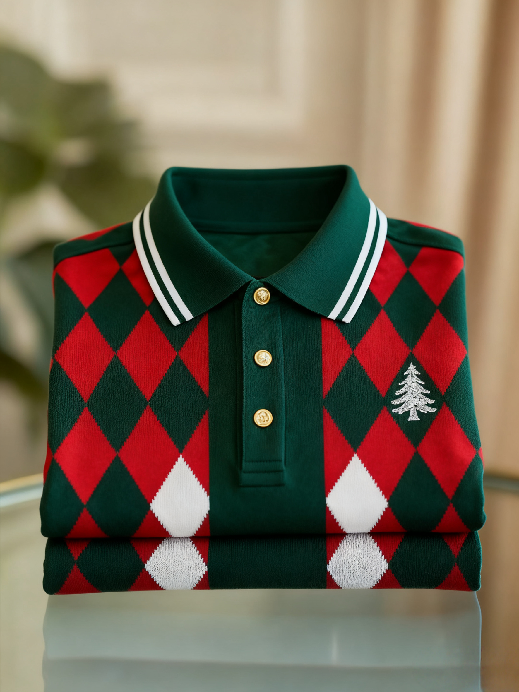 Men's Christmas Long Sleeve Polo Shirt
