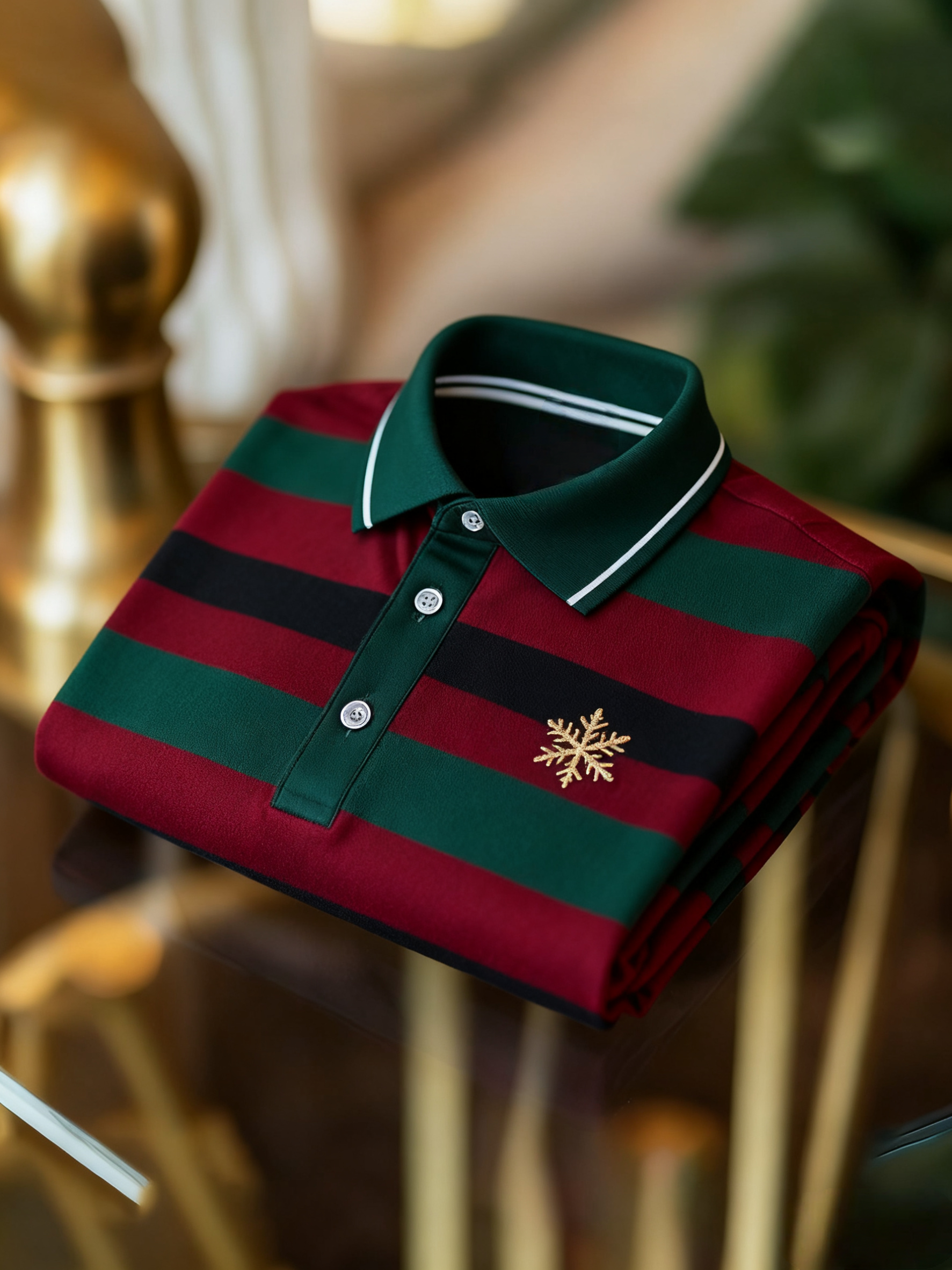 Men's Christmas Long Sleeve Polo Shirt