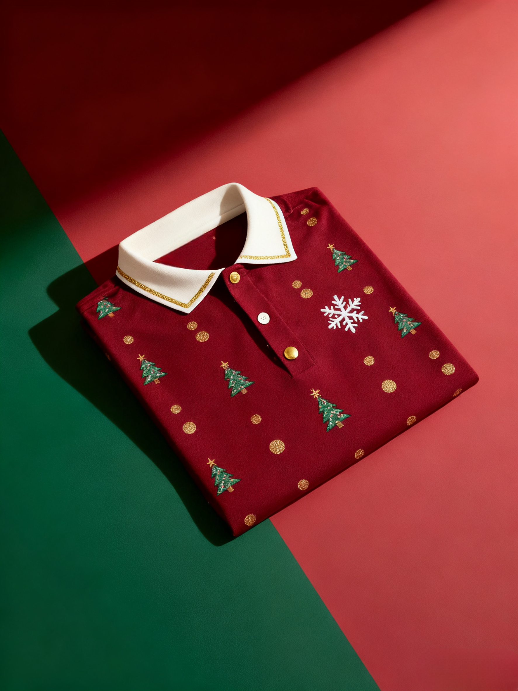 Men's Christmas Long Sleeve Polo Shirt