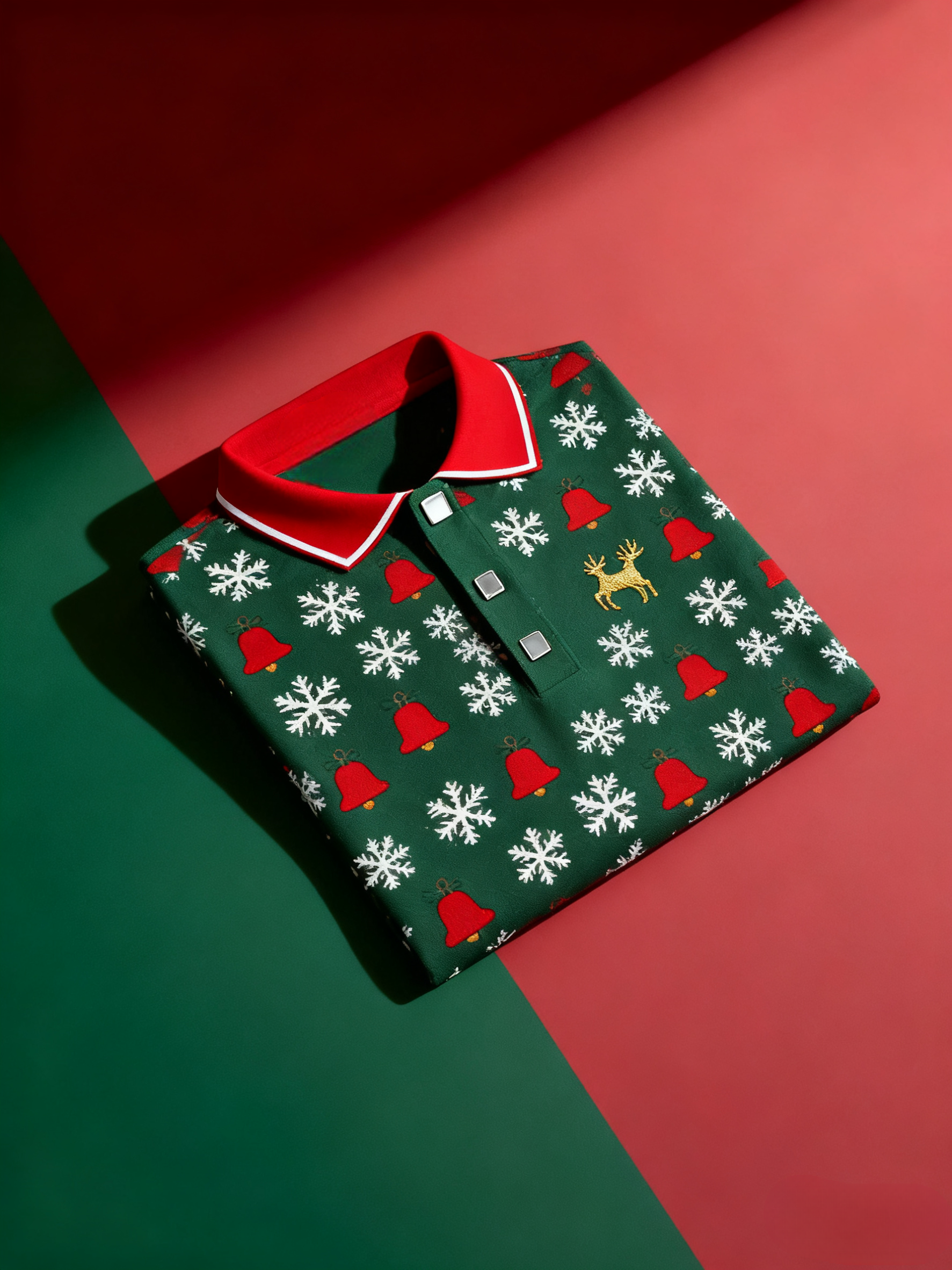Men's Christmas Long Sleeve Polo Shirt