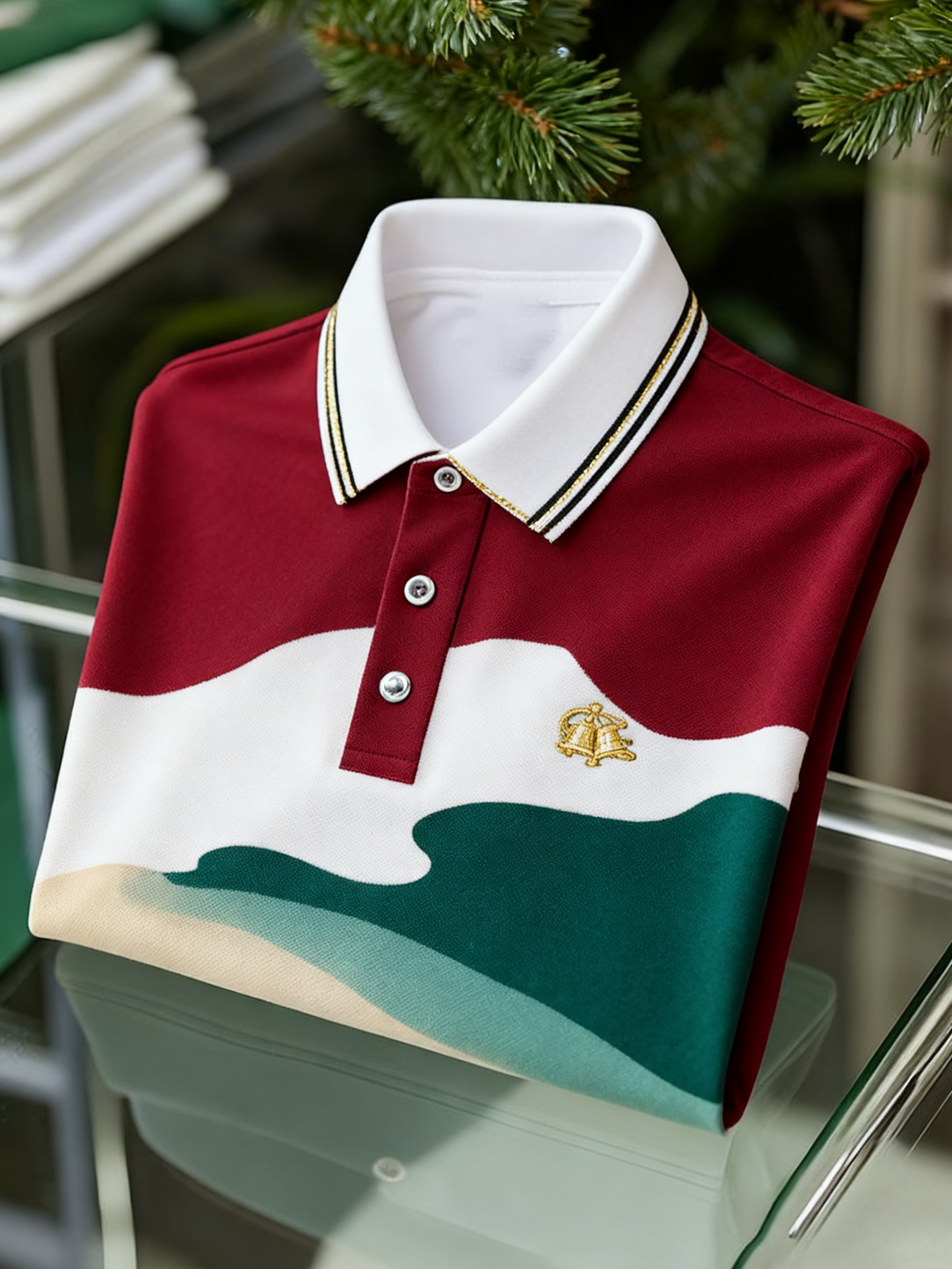 Men's Christmas Long Sleeve Polo Shirt