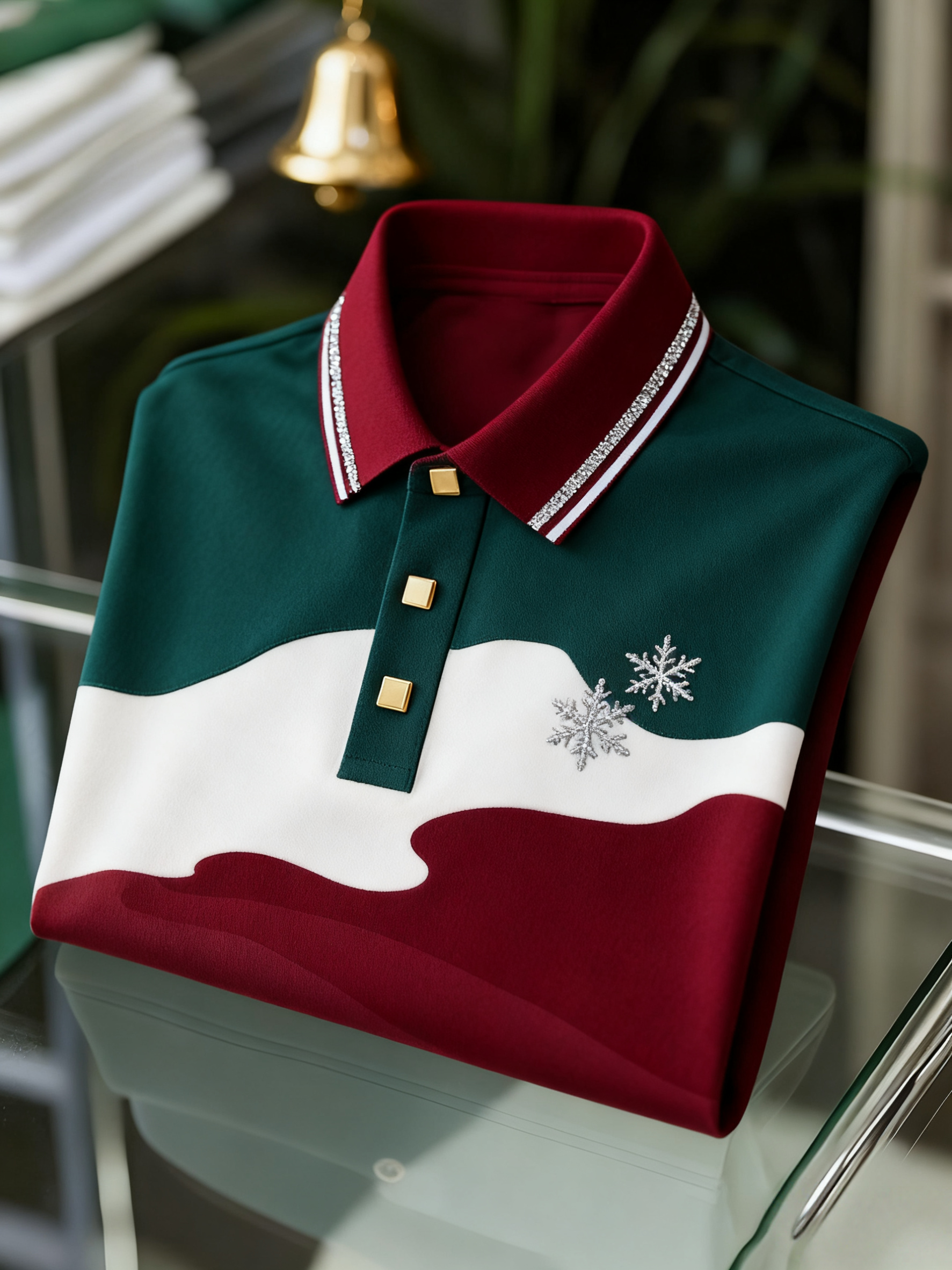 Men's Christmas Long Sleeve Polo Shirt