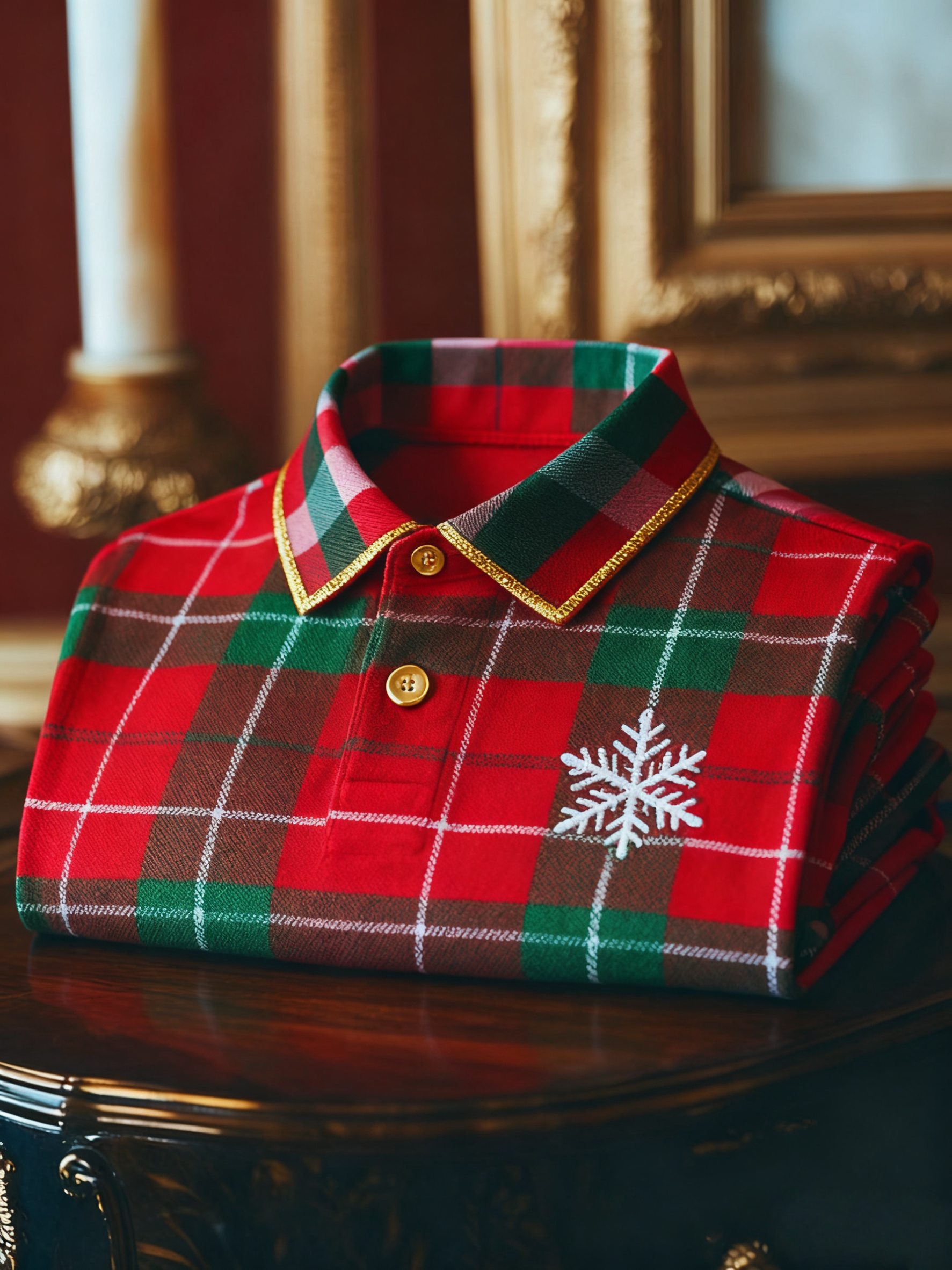 Men's Christmas Long Sleeve Polo Shirt