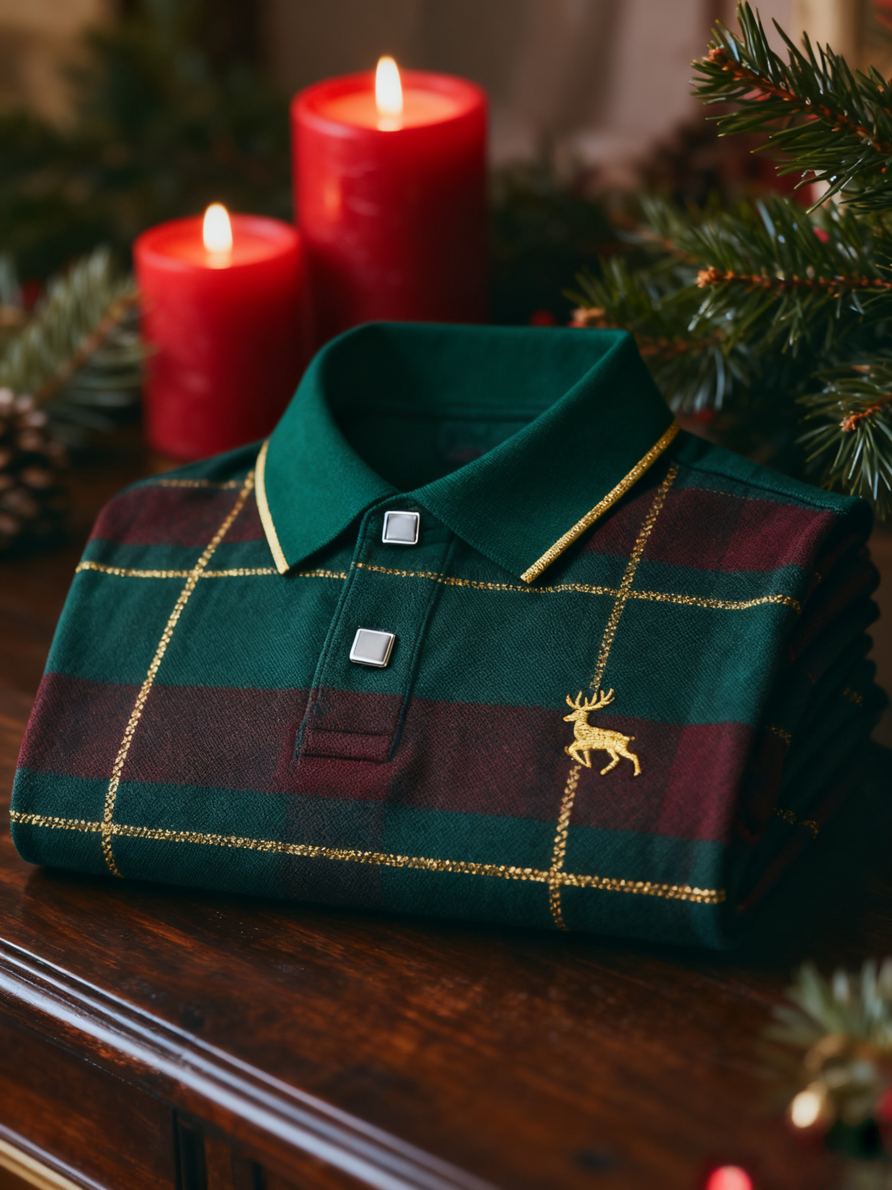 Men's Christmas Long Sleeve Polo Shirt