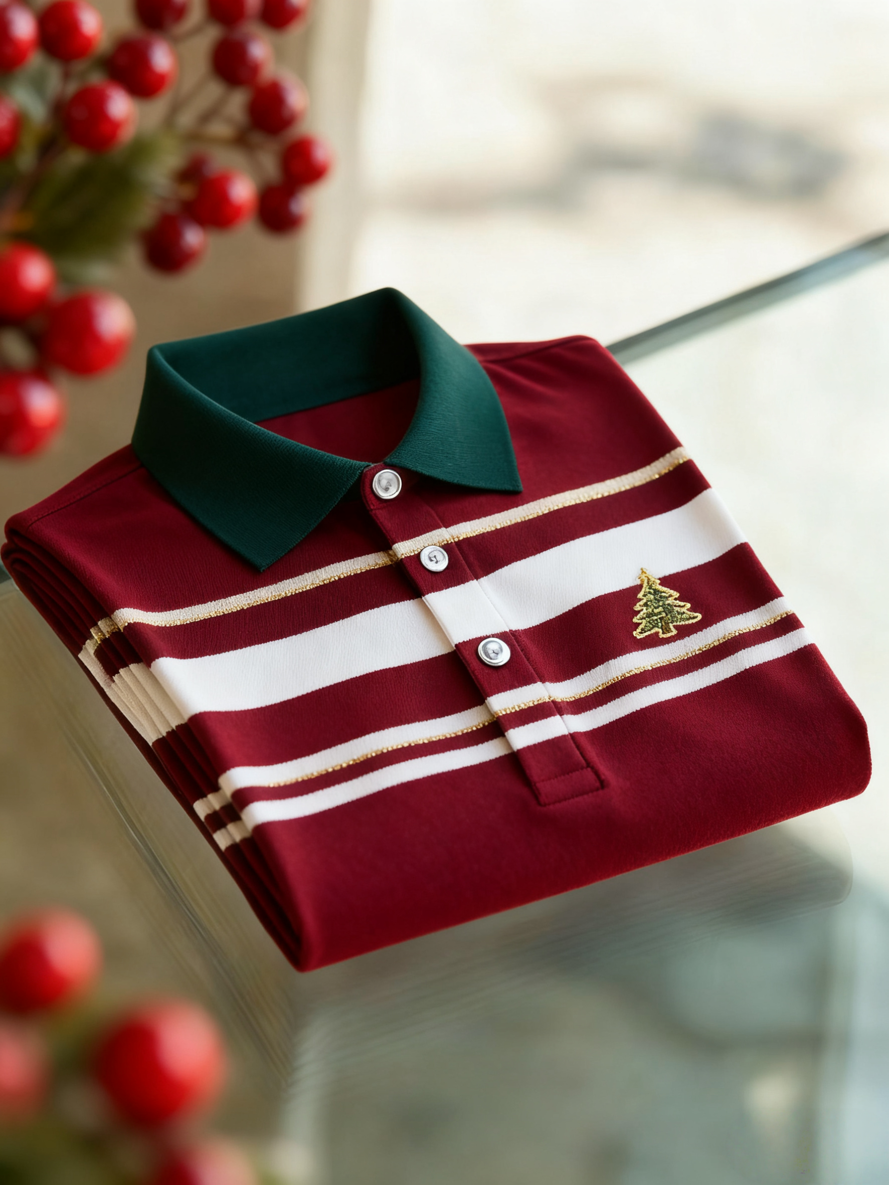 Men's Christmas Long Sleeve Polo Shirt