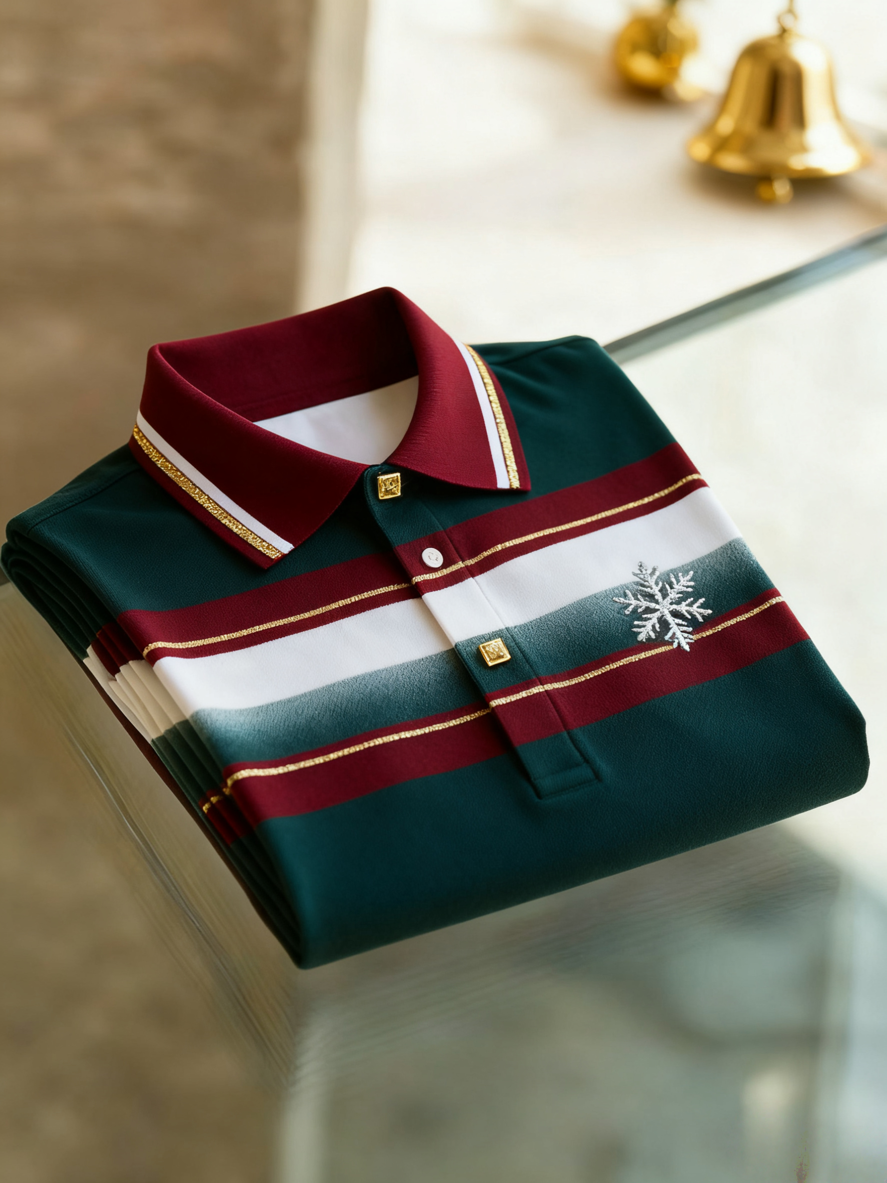 Men's Christmas Long Sleeve Polo Shirt
