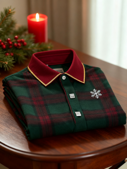 Men's Christmas Long Sleeve Polo Shirt