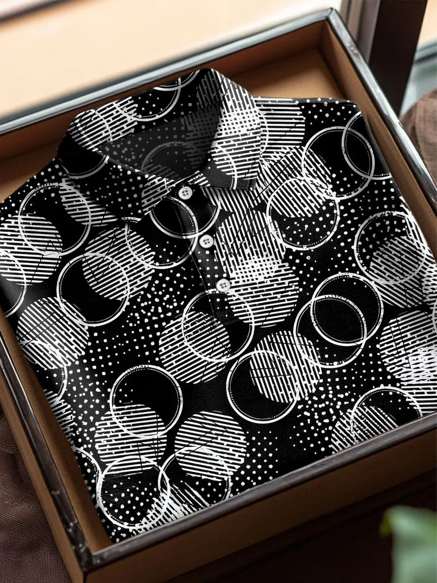 Men's Business Casual Black and Yellow Plaid Logo Button Short Sleeve 