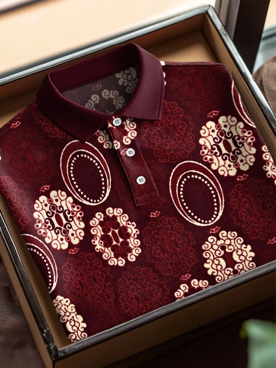 Colorful Geometric Flowers Art Prints Casual Short Sleeve Polo