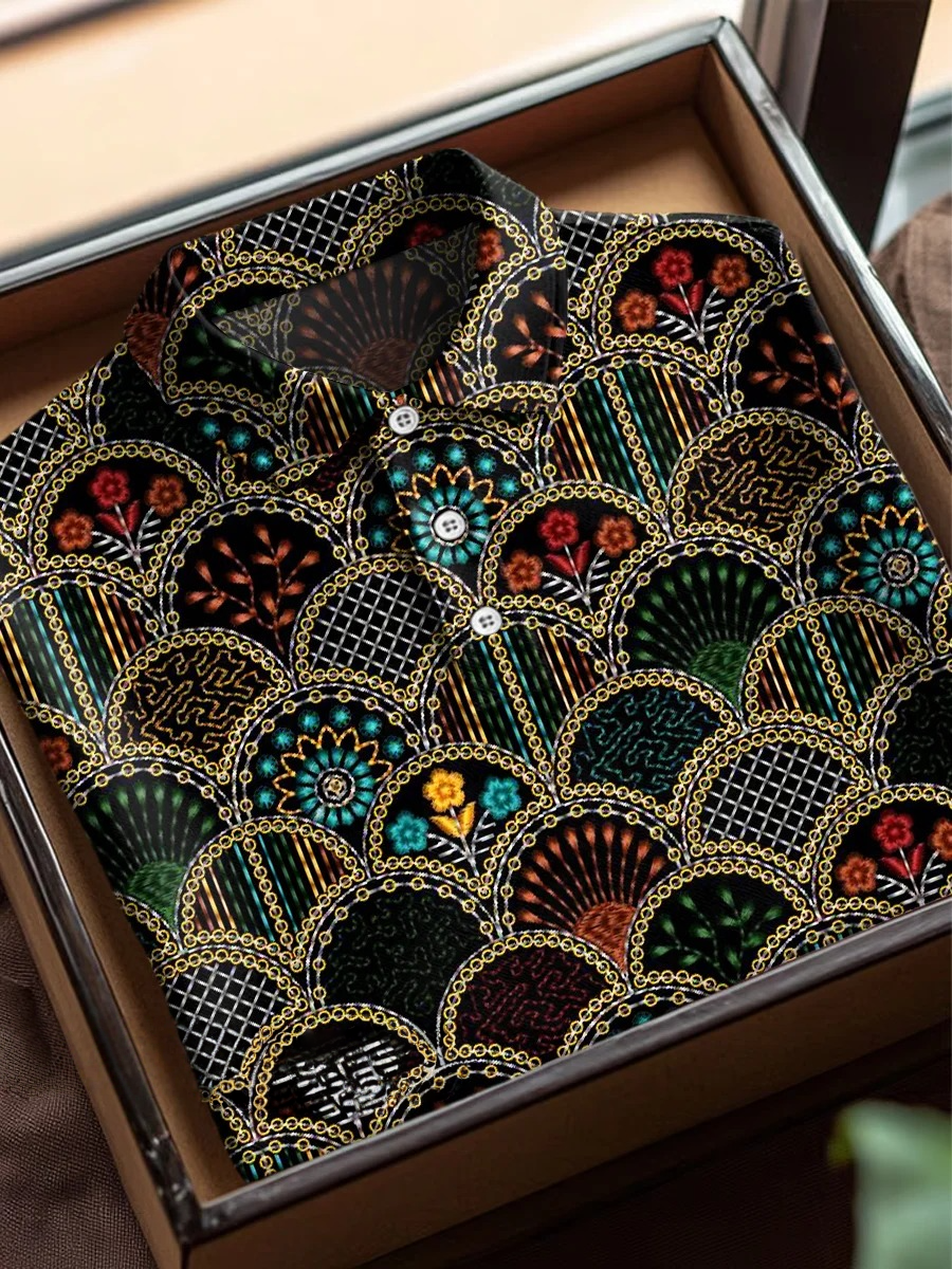 Colorful Geometric Art Prints Casual Short Sleeve Polo