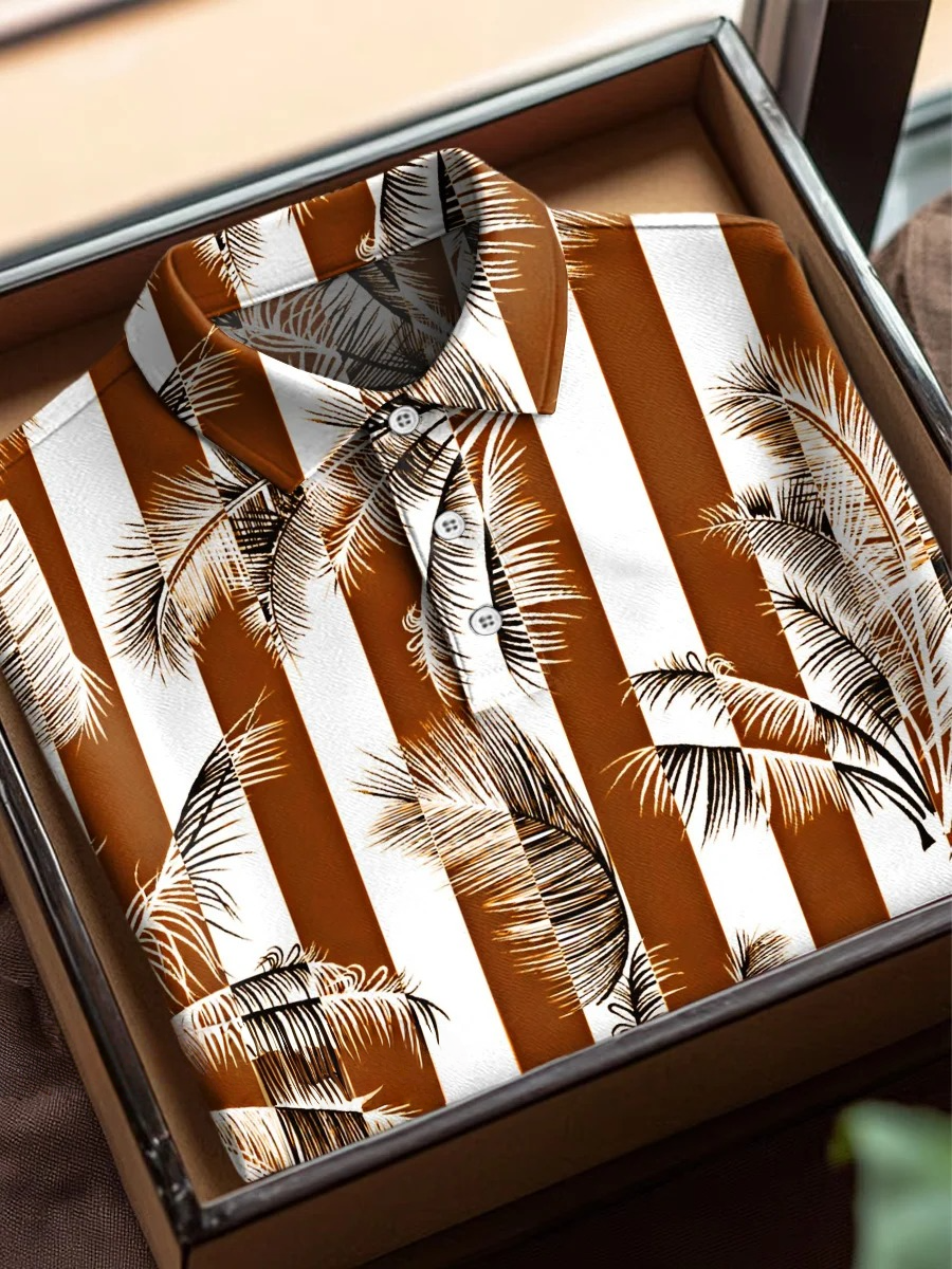 Colorful Abstract Stripes Art Print Casual Short Sleeve Polo