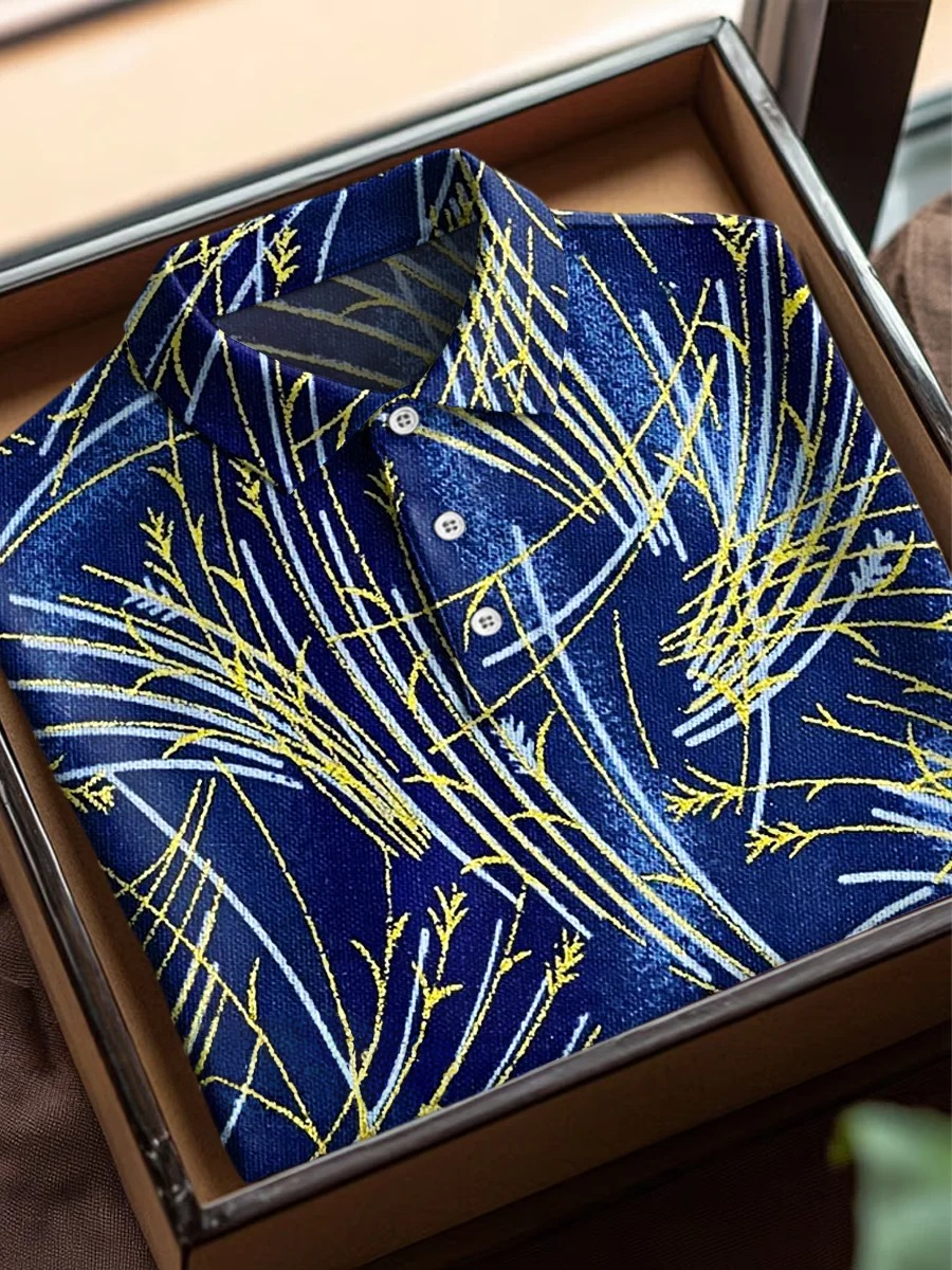 Colorful Abstract Stripes Art Print Casual Short Sleeve Polo