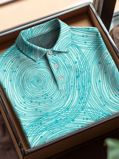 Vintage Abstract Geometry Art Print Casual Short Sleeve Polo