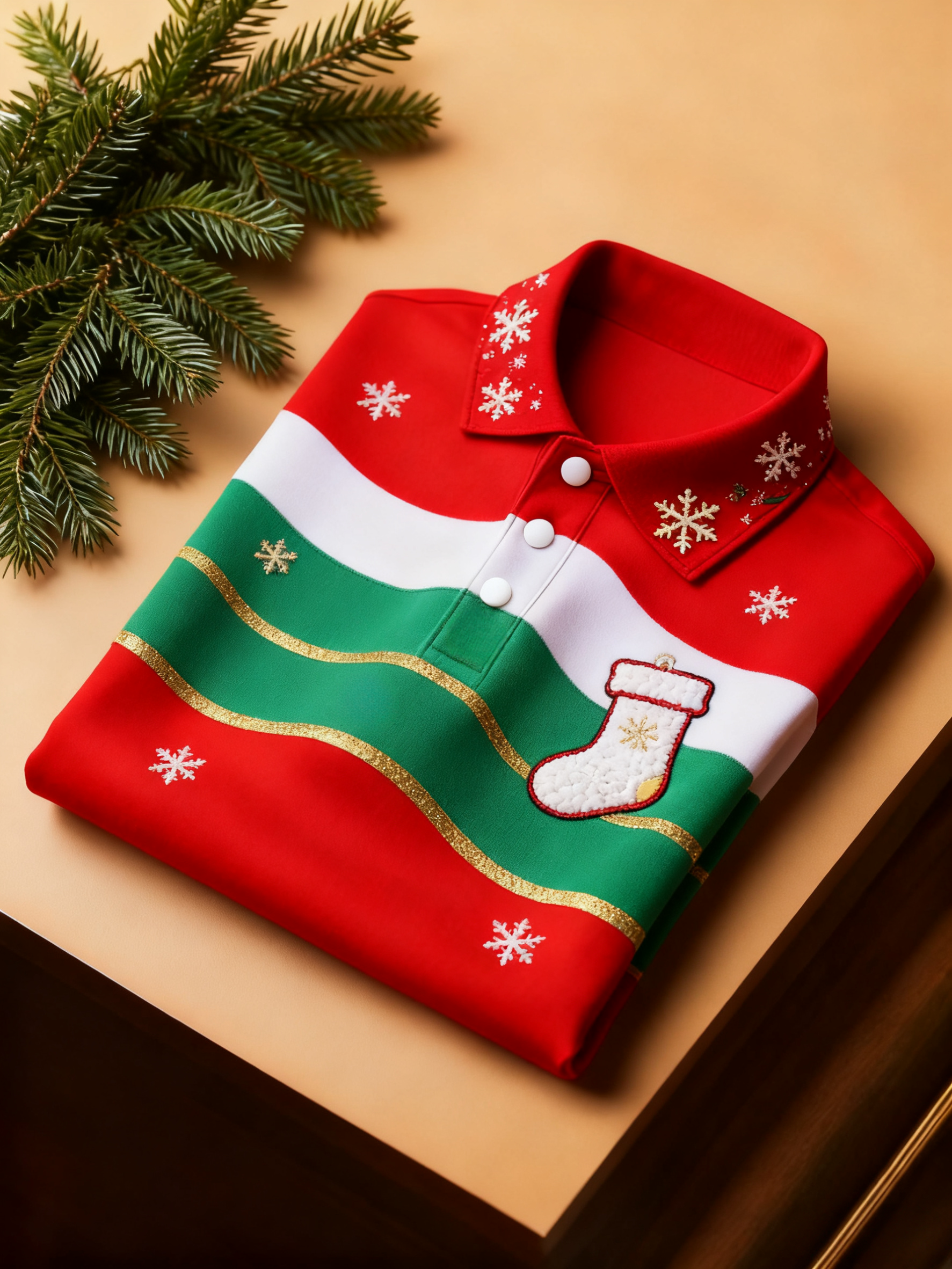 Men's Christmas Long Sleeve Polo Shirt
