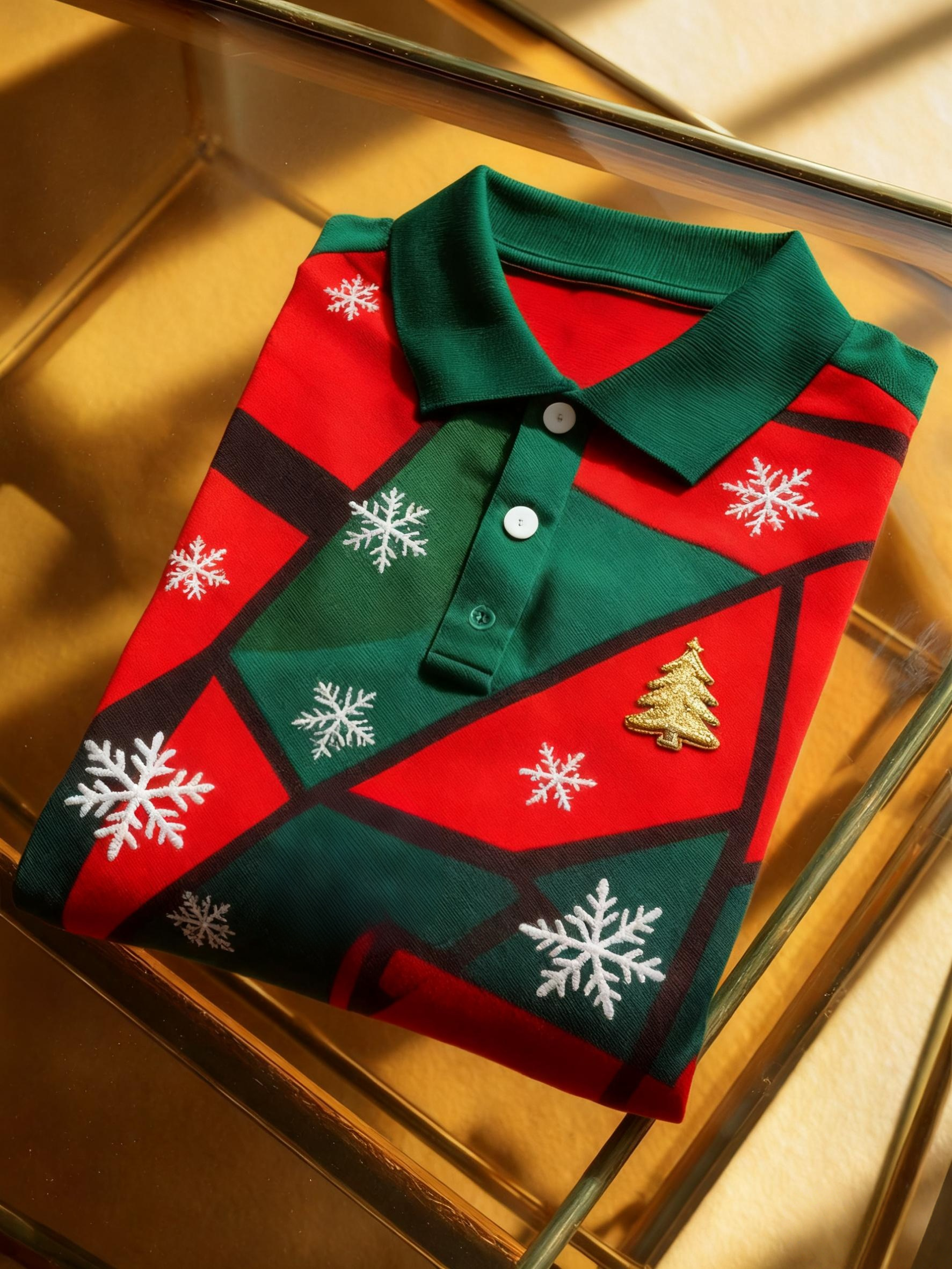 Men's Christmas Long Sleeve Polo Shirt