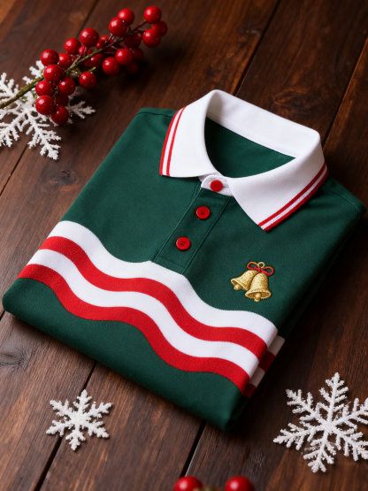 Men's Christmas Long Sleeve Polo Shirt