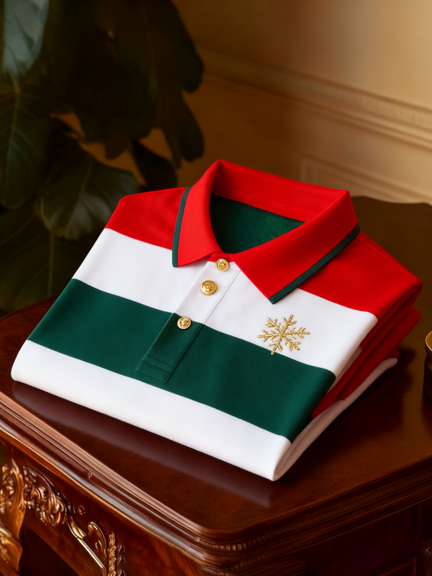 Men's Christmas Long Sleeve Polo Shirt