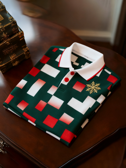 Men's Christmas Long Sleeve Polo Shirt