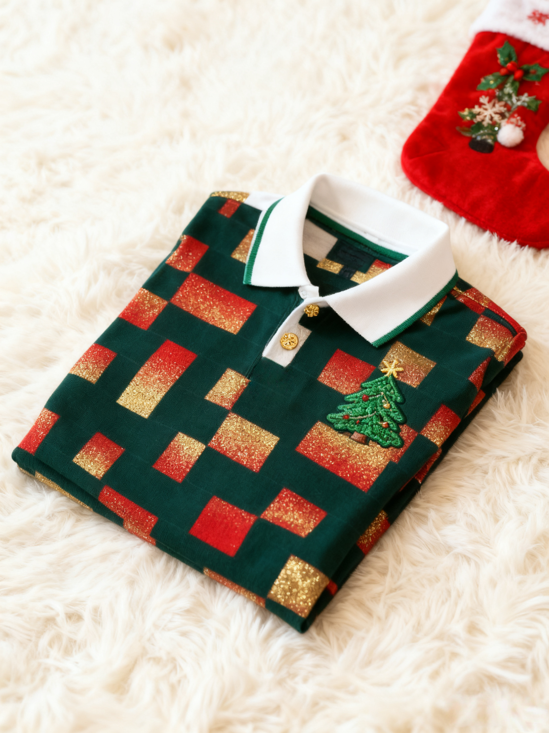 Men's Christmas Long Sleeve Polo Shirt