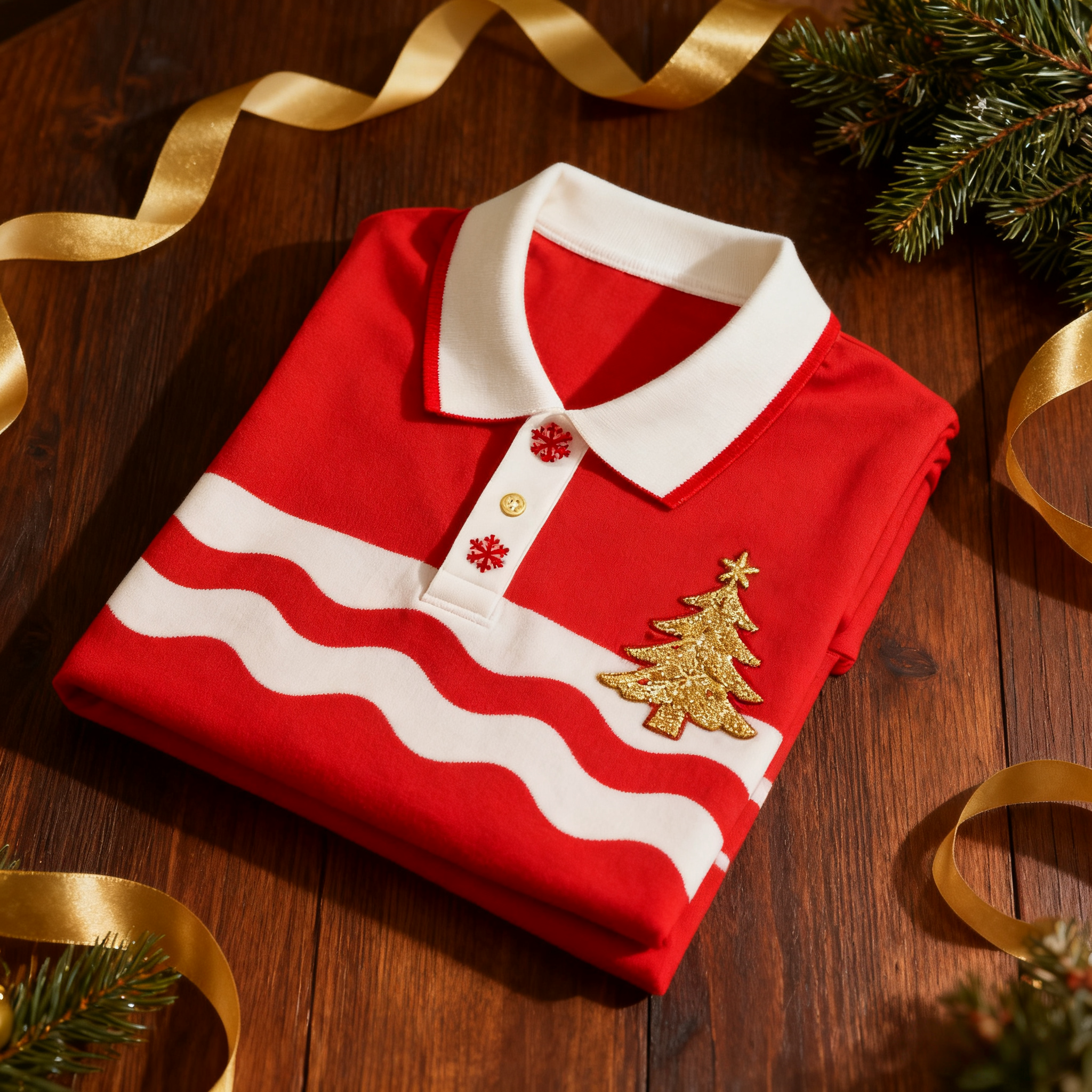 Men's Christmas Long Sleeve Polo Shirt