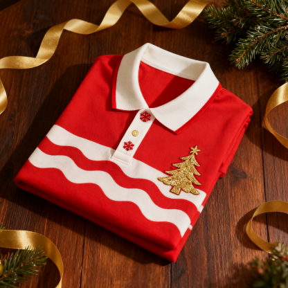 Men's Christmas Long Sleeve Polo Shirt