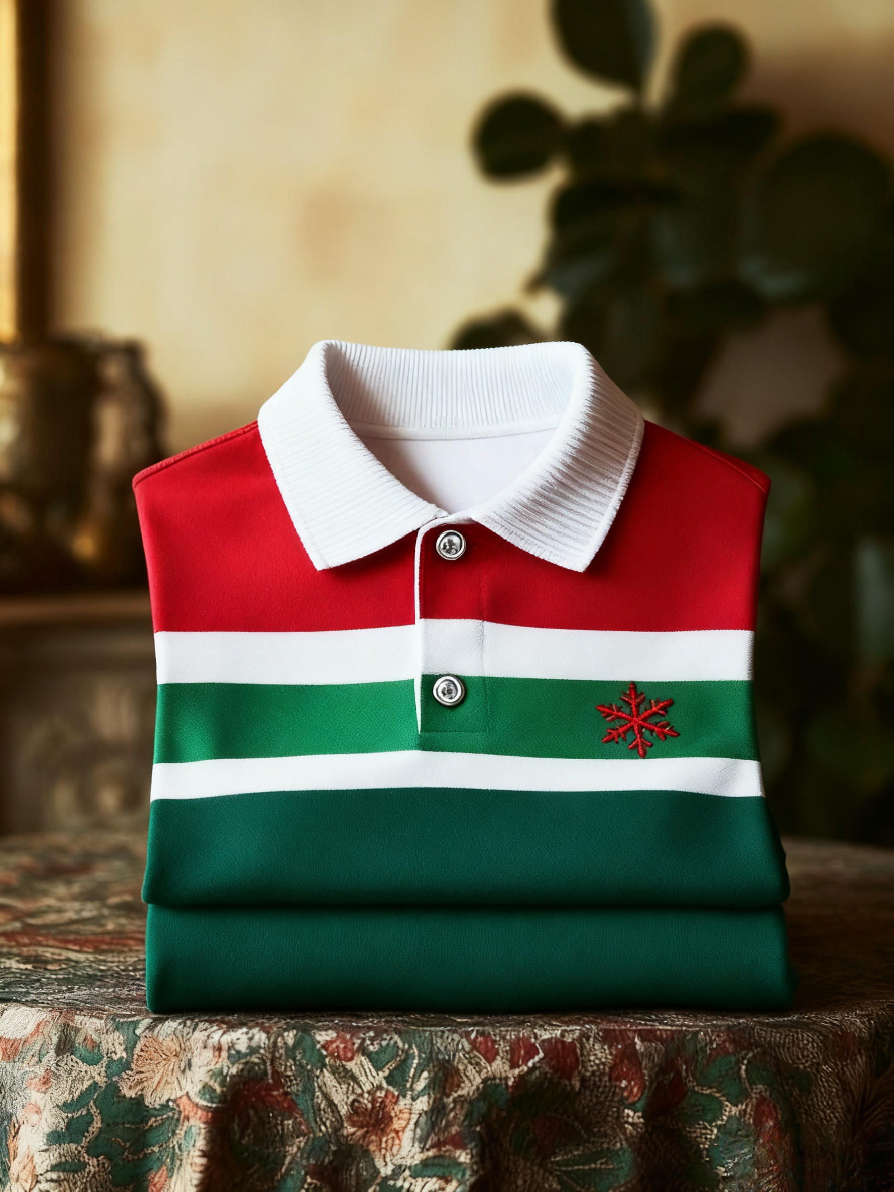 Men's Christmas Long Sleeve Polo Shirt
