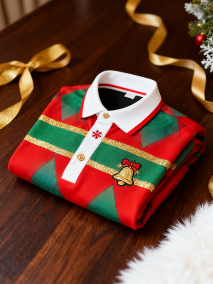 Men's Christmas Long Sleeve Polo Shirt