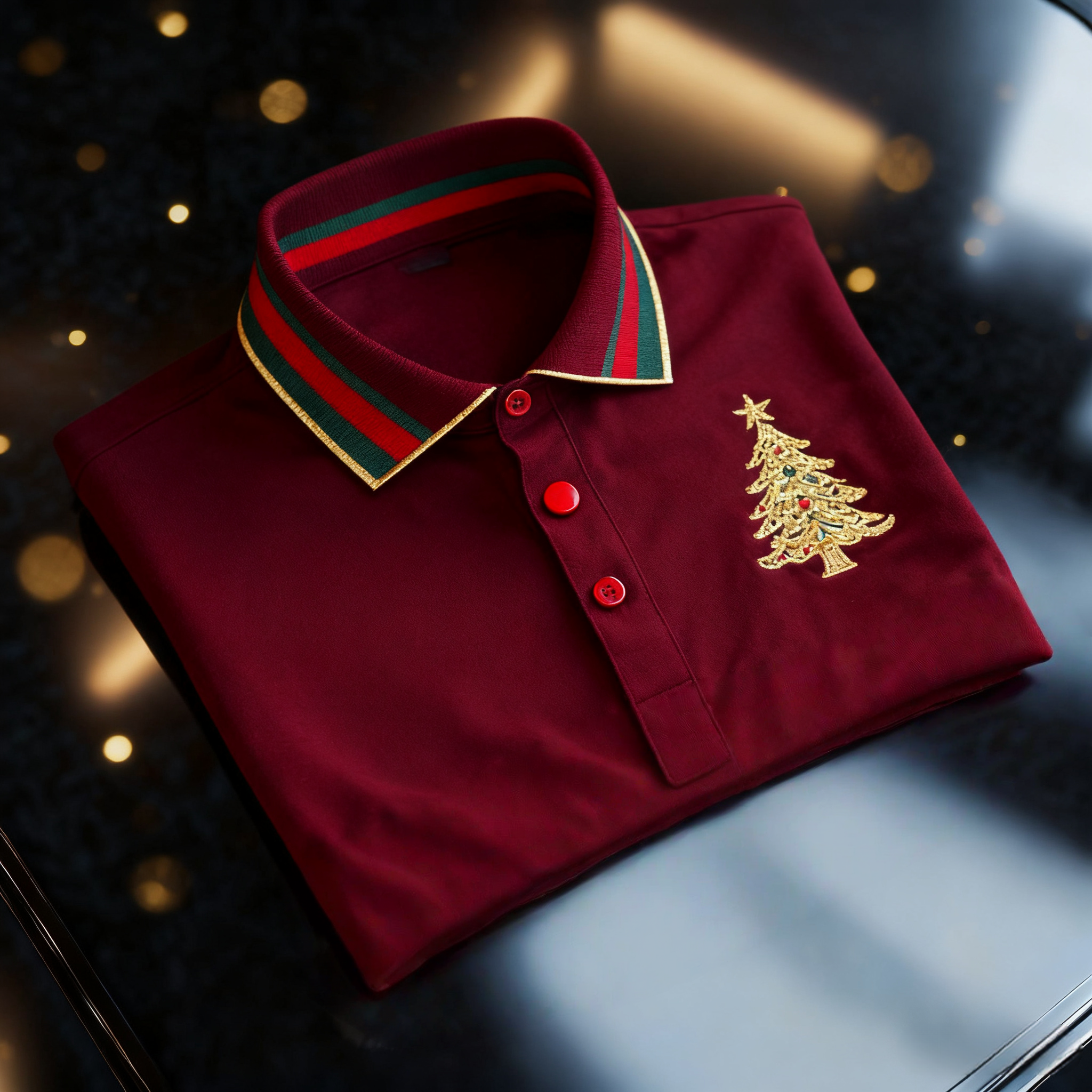Men's Christmas Long Sleeve Polo Shirt