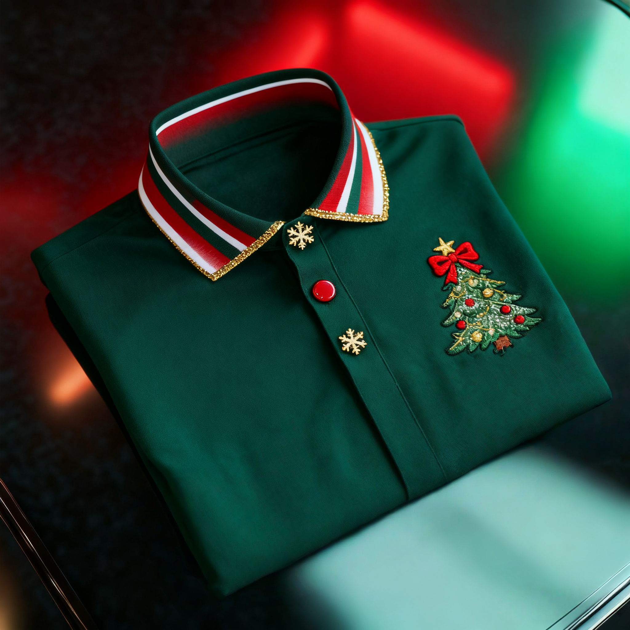 Men's Christmas Long Sleeve Polo Shirt