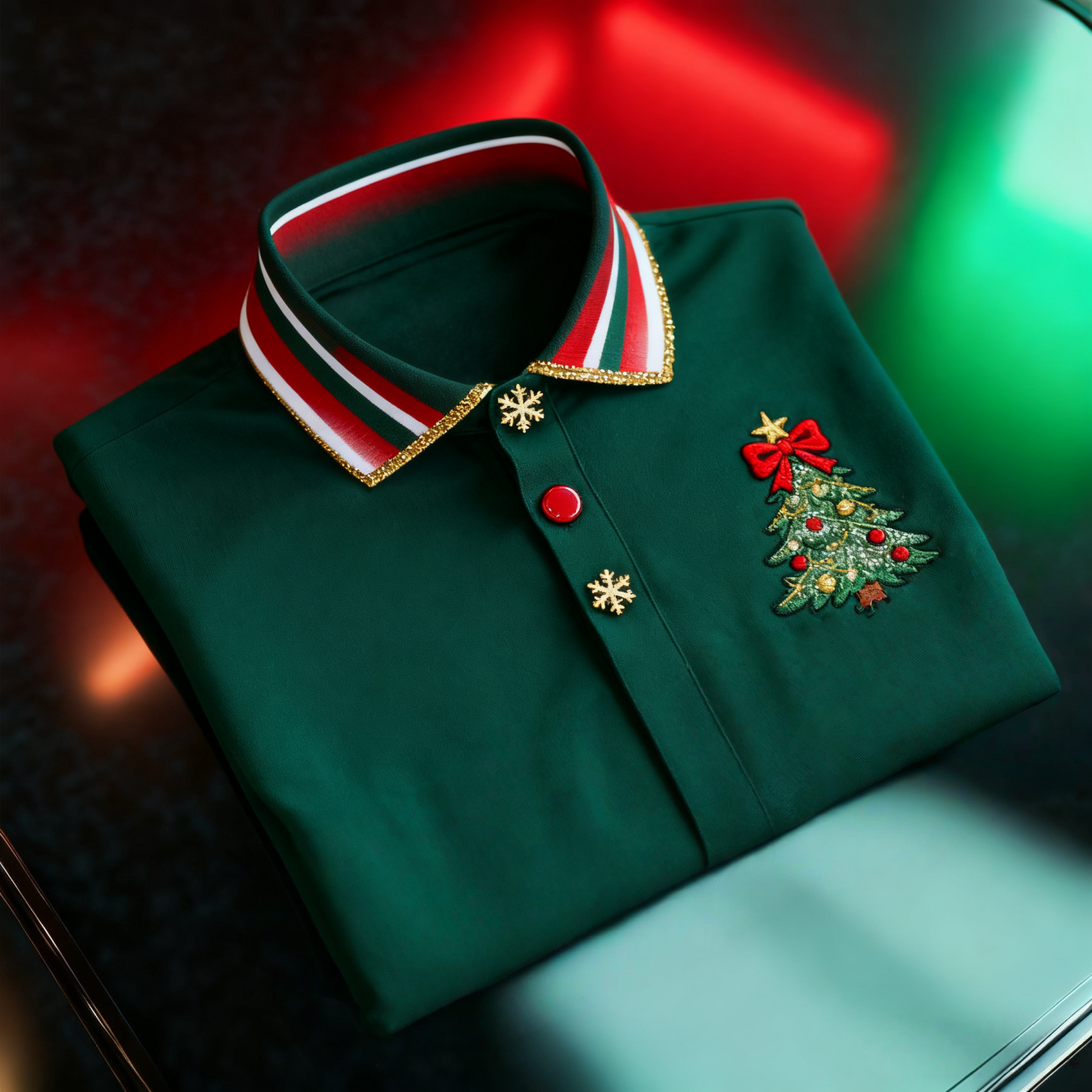 Men's Christmas Long Sleeve Polo Shirt