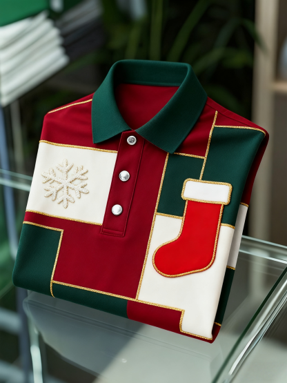 Men's Christmas Long Sleeve Polo Shirt