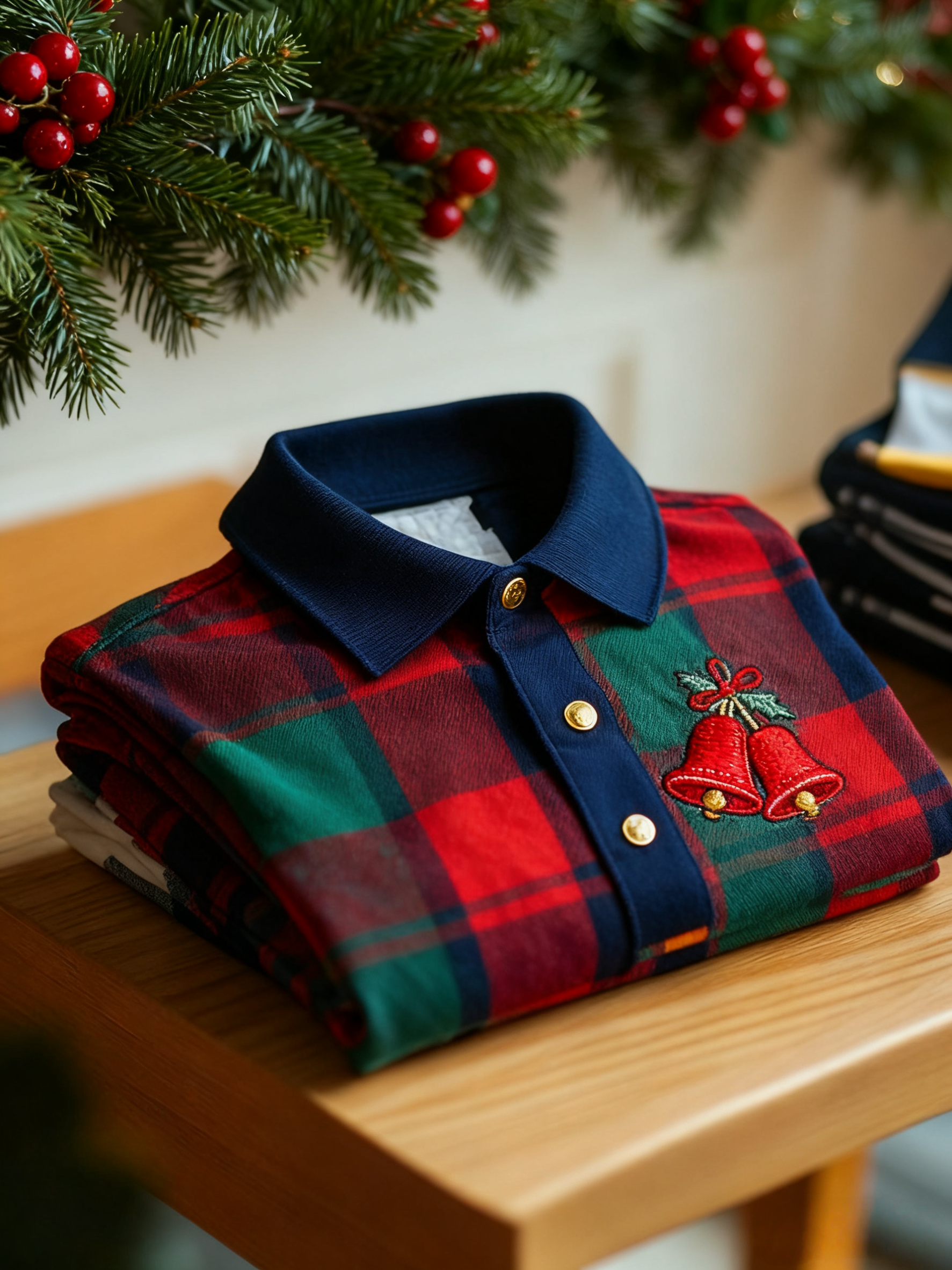 Men's Christmas Long Sleeve Polo Shirt