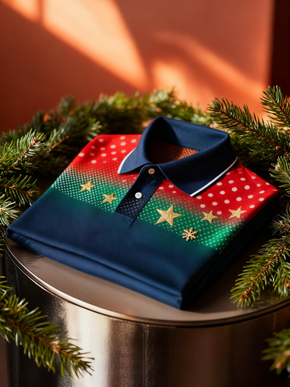 Men's Christmas Long Sleeve Polo Shirt