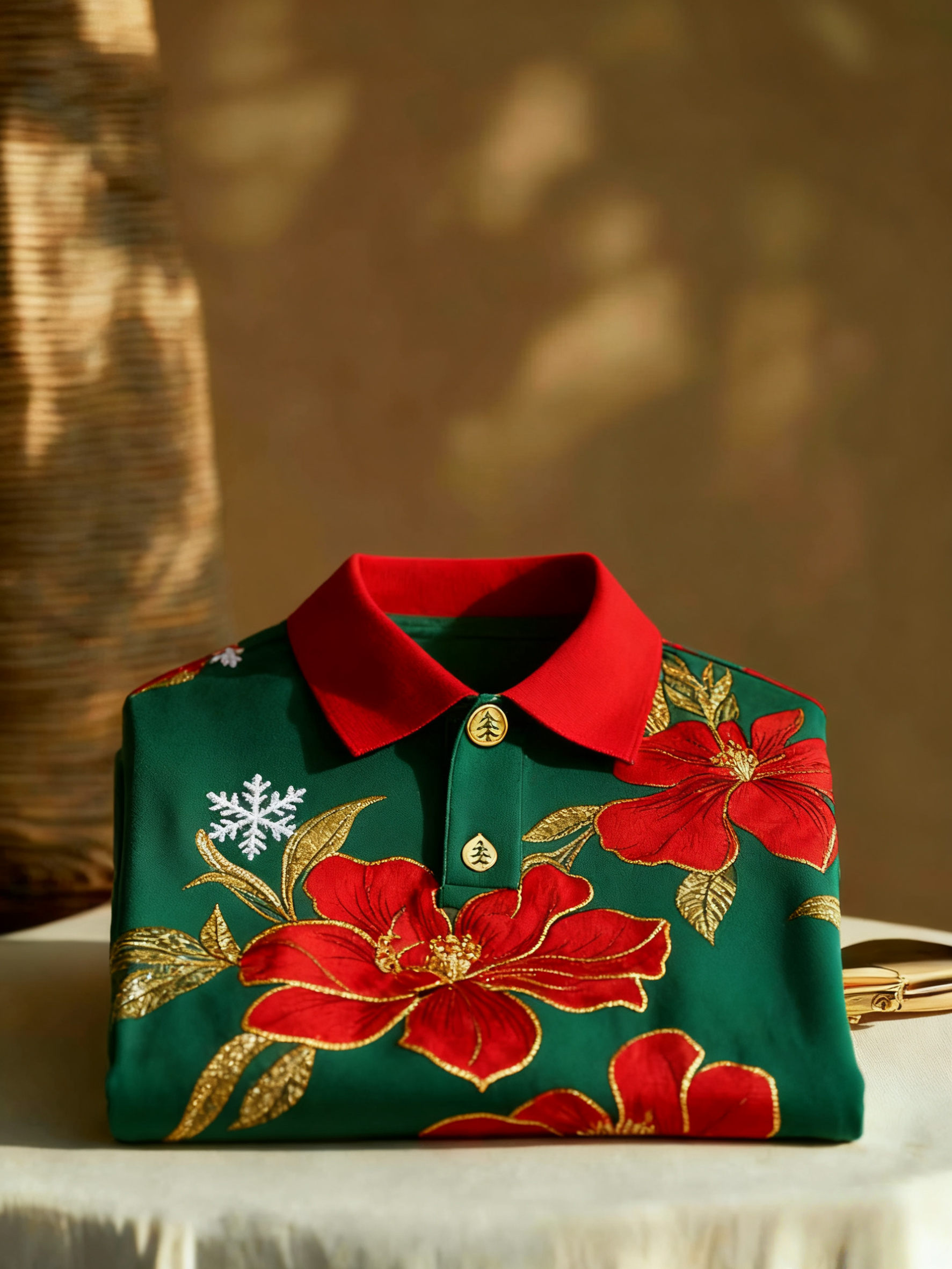 Men's Christmas Long Sleeve Polo Shirt