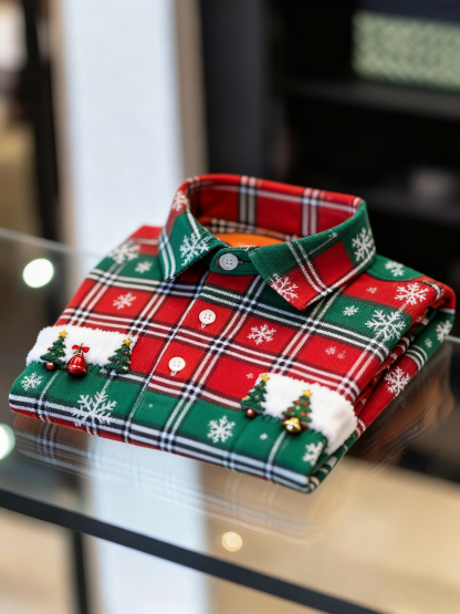 Men's Christmas Long Sleeve Polo Shirt