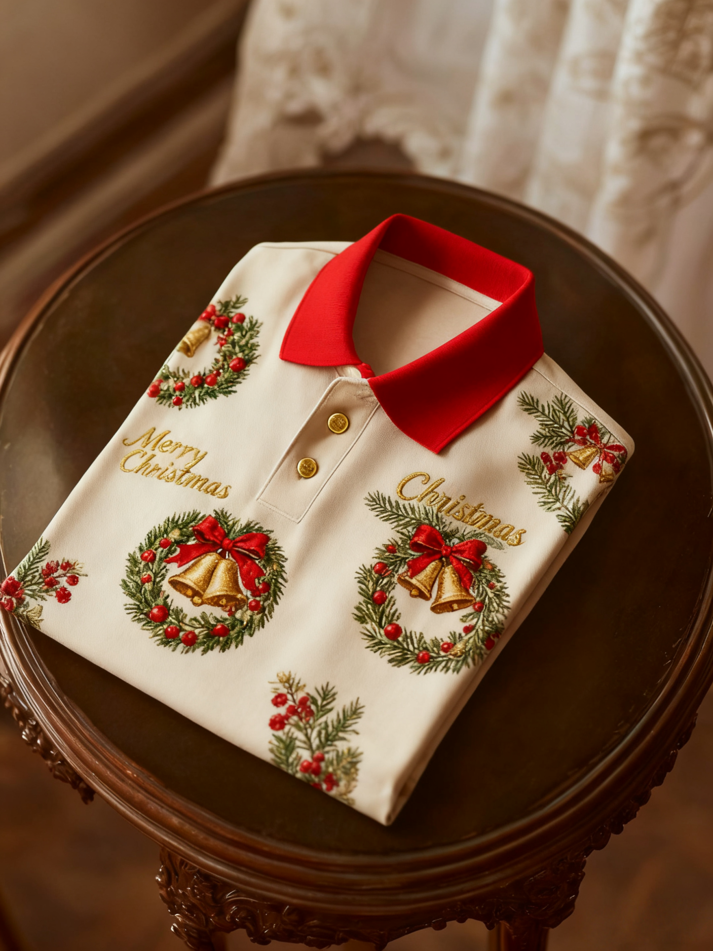 Men's Christmas Long Sleeve Polo Shirt